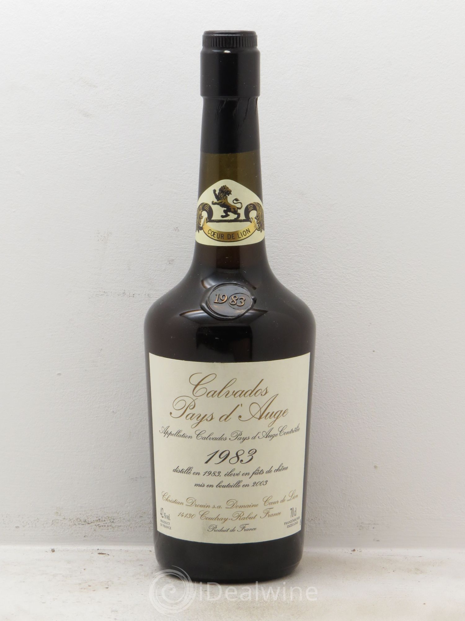 Calvados Pays d'Auge Domaine Coeur de Lion (42°) 1983 - Posten von 1 Flasche - 0