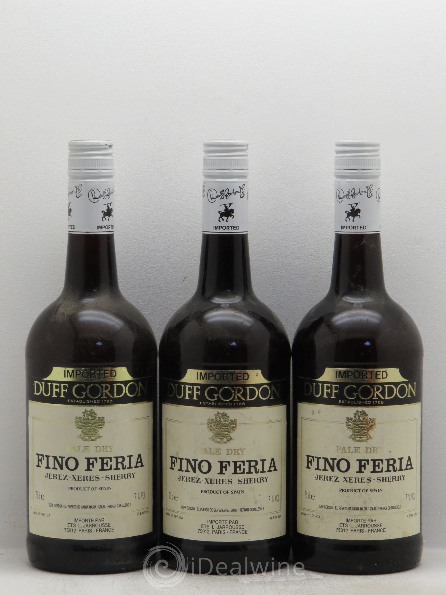 Espagne Xeres Sherry 3 Fino Feria Duff Gordon 17° - Posten von 3 Flaschen - 0