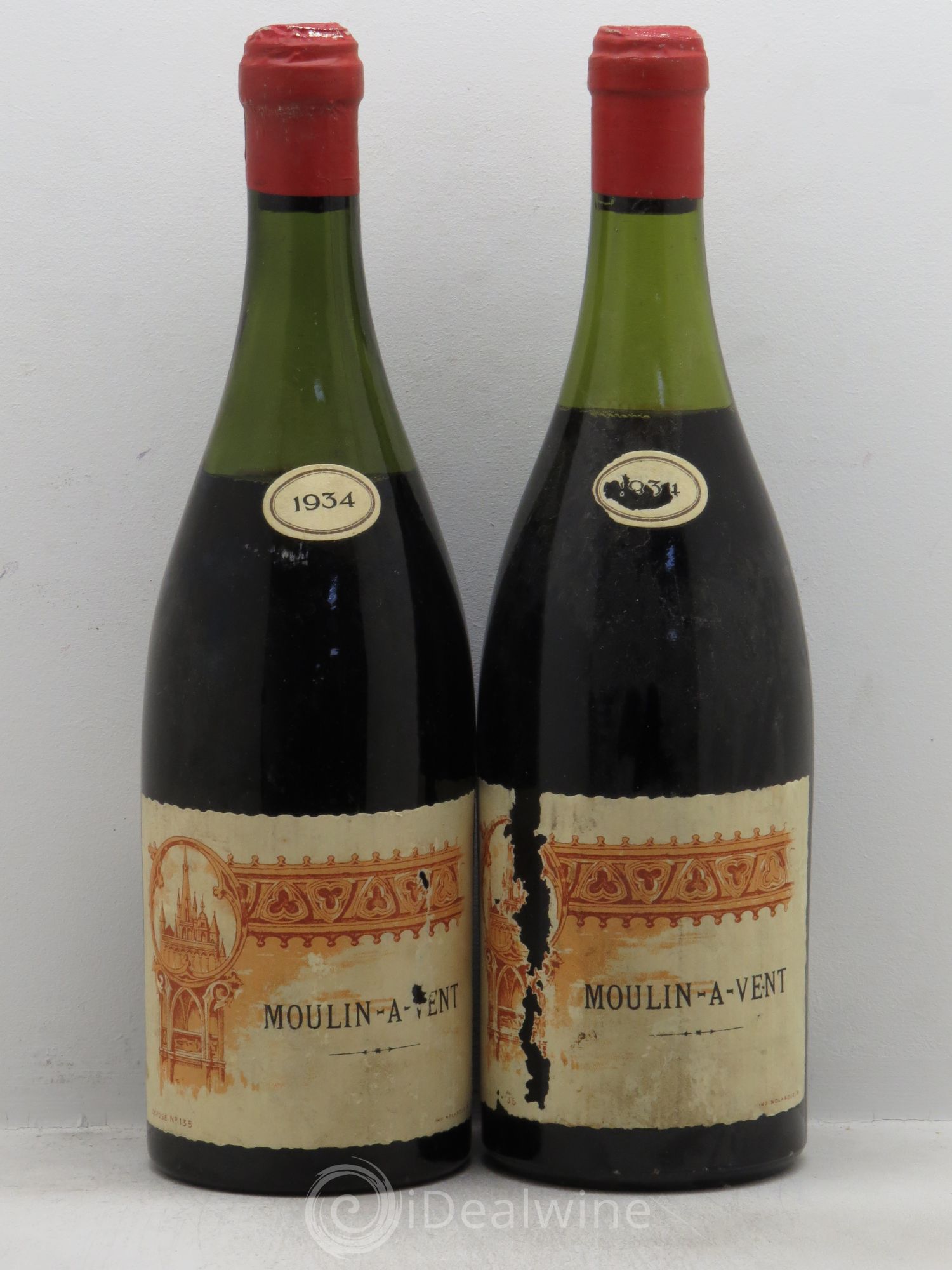 Moulin-à-Vent (sans prix de réserve-no reserve) 1934 - Posten von 2 Flaschen - 0