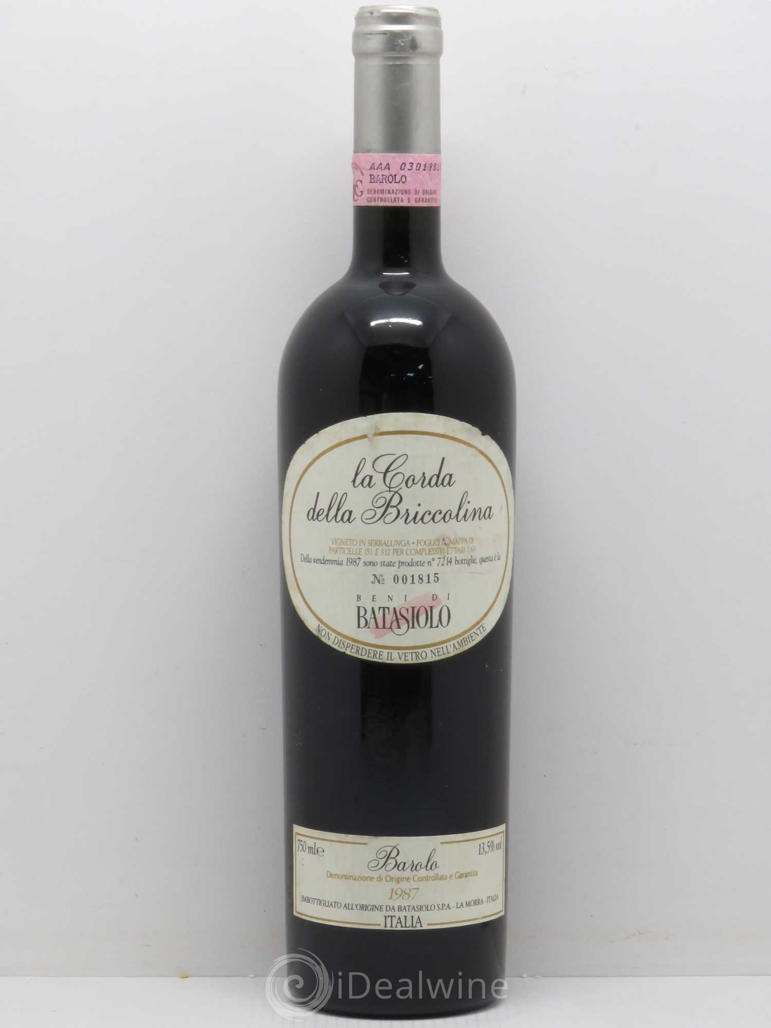 Barolo La Corda della Bricolina 1987 - Posten von 1 Flasche - 0