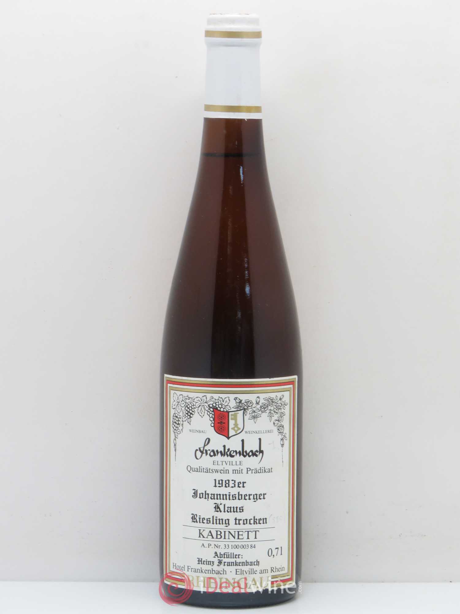 Riesling Frankenbach Eltville Johannisberger Klaus Trocken Kabinett Rheingau 1983 - Posten von 1 Flasche - 0