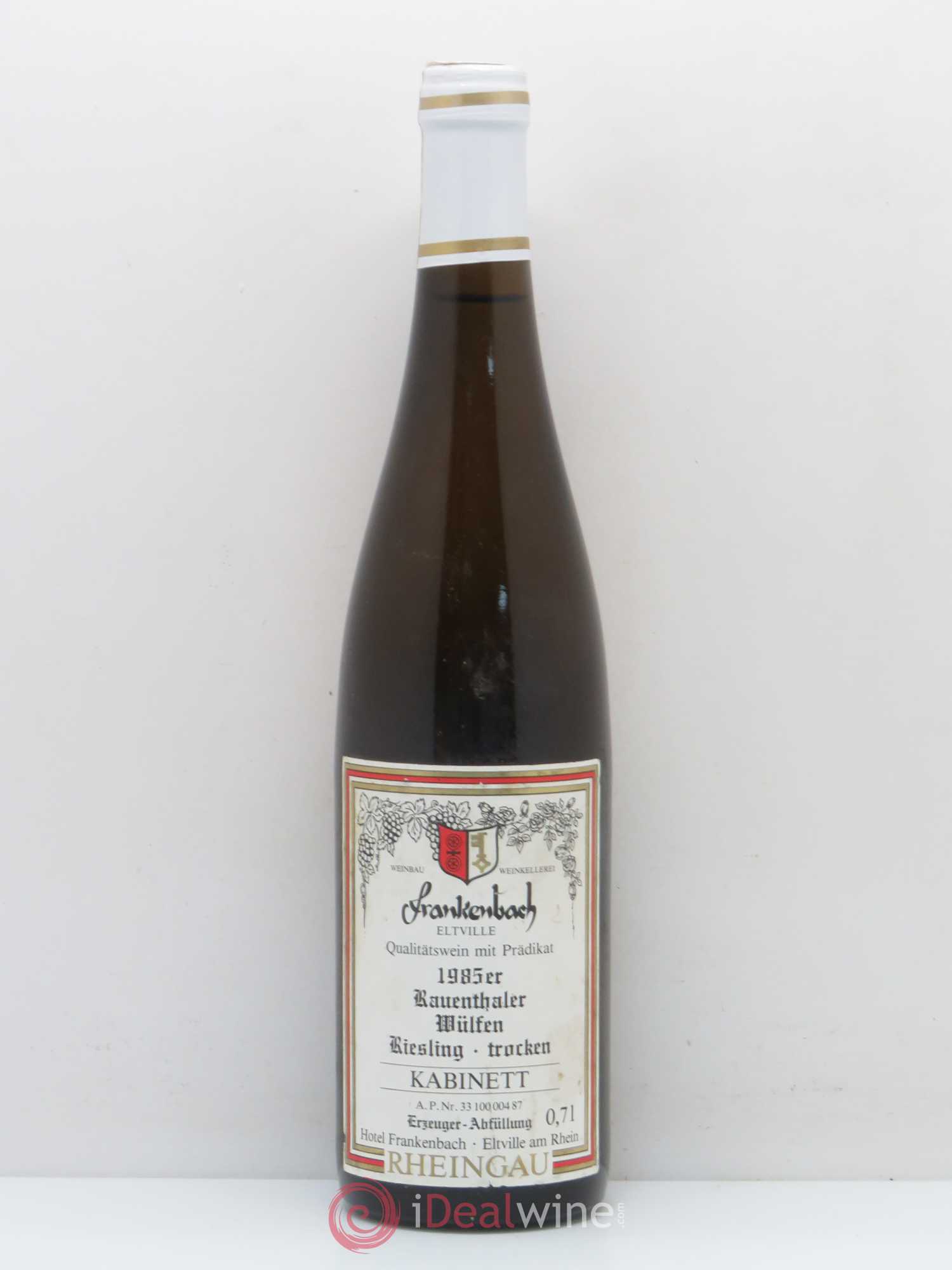 Riesling Frankenbach Eltville Rauenthaler Mulfen Trocken Kabinett Rheingau 1985 - Posten von 1 Flasche - 0