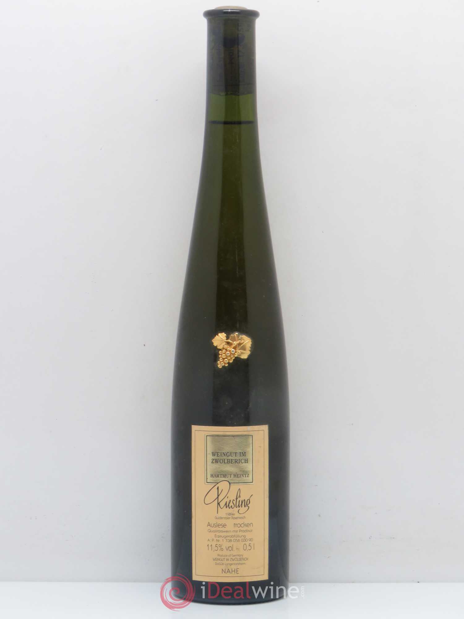 Riesling Weingut Im Zwölberich Harmut Heintz Guldentaler Rosenteich Auslese Trocken (sans prix de réserve) 1989 - Posten von 1 Demi-Flasche - 0