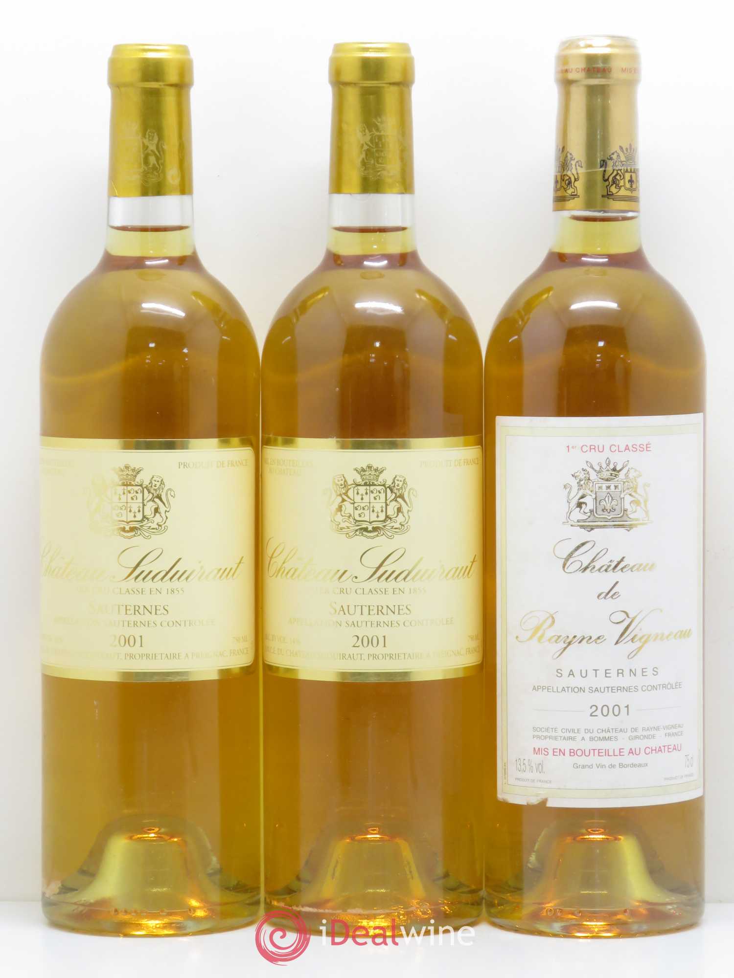 Sauternes Millesima 2 Rabaud-Promis- 2 Rieussec - 2 Guiraud - 2 Rayne-Vigneau- 2 Suduiraut - 2 Coutet 2001 - Lot de 12 bouteilles - 3