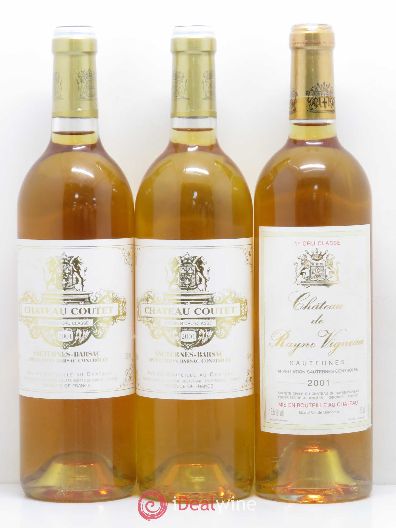 Sauternes Millesima 2 Rabaud-Promis- 2 Rieussec - 2 Guiraud - 2 Rayne-Vigneau- 2 Suduiraut - 2 Coutet 2001 - Lot de 12 bouteilles - 4