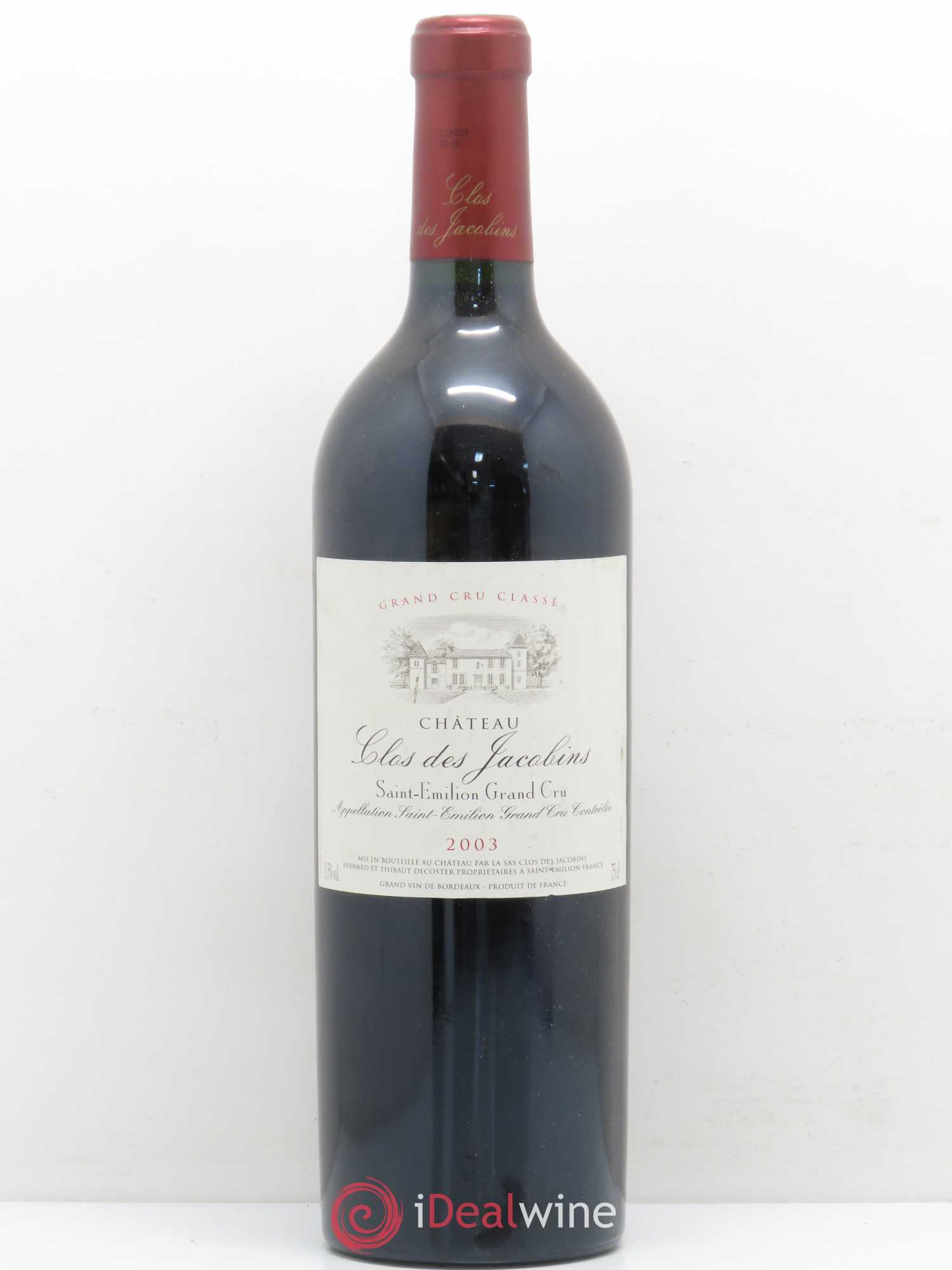 Château Clos des Jacobins Grand Cru Classé 2003 - Lot de 1 bouteille - 0