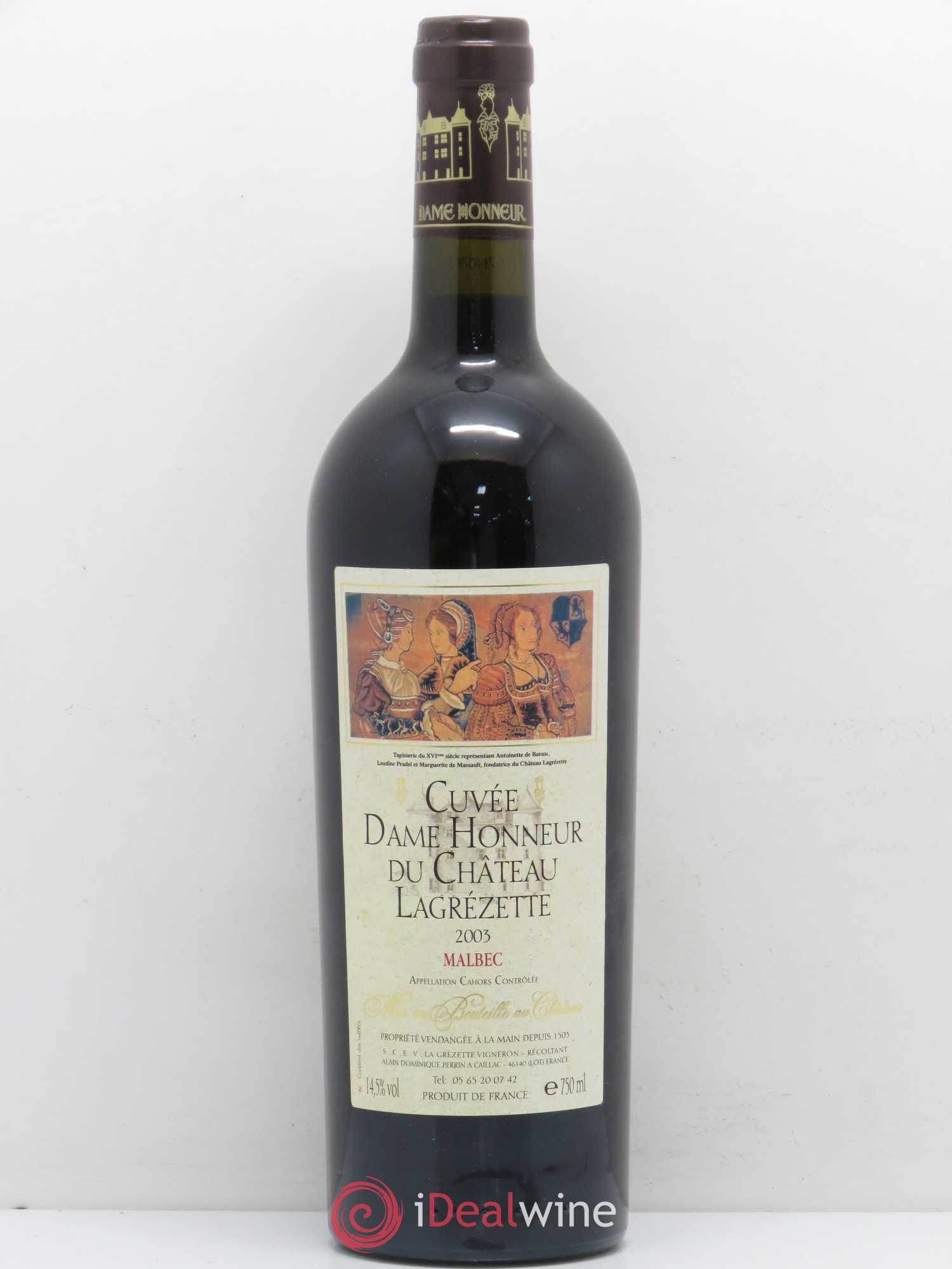 Cahors Cuvée dame d'honneur du Château Lagrézette 2003 - Posten von 1 Flasche - 0