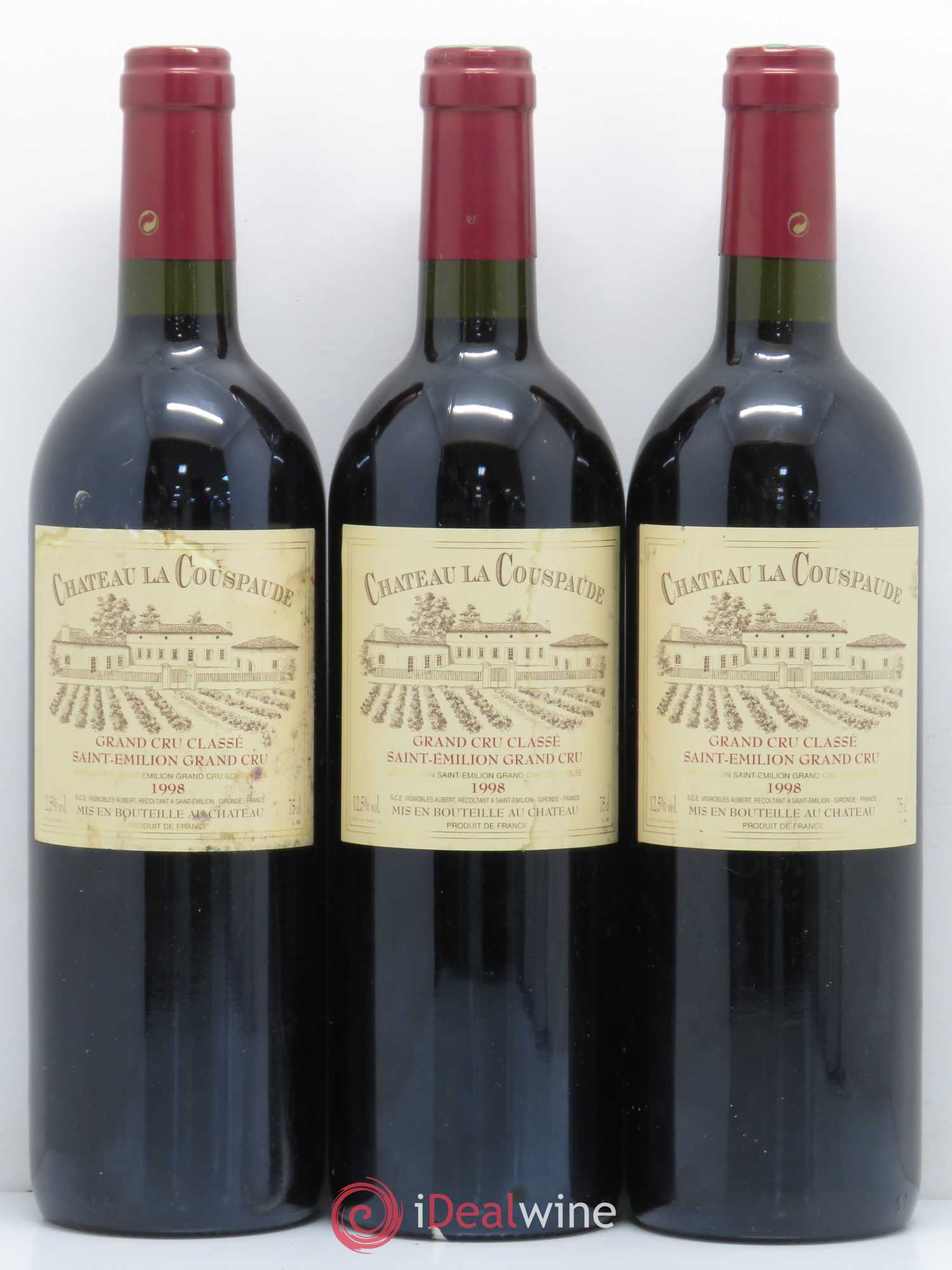 Château la Couspaude Grand Cru Classé 1998 - Lot de 3 bouteilles - 0
