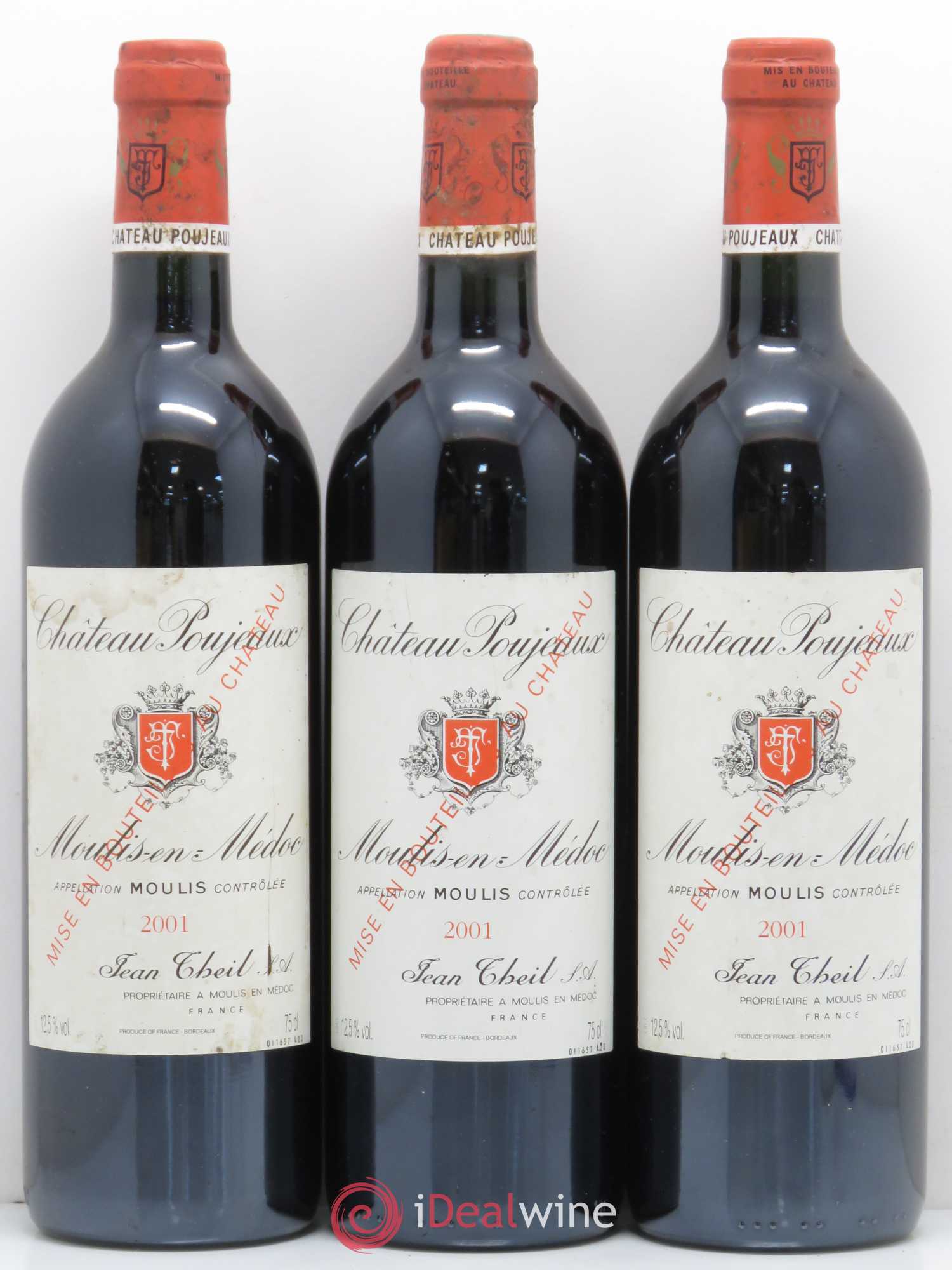 Château Poujeaux 2001 - Lot de 3 bouteilles - 0