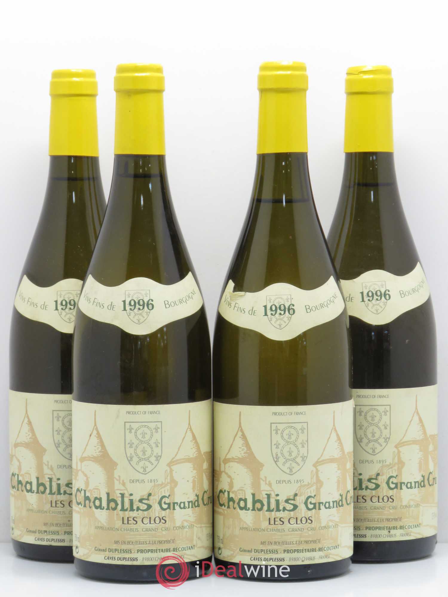Chablis Grand Cru Les Clos Gerard Duplessis 1996 - Posten von 4 Flaschen - 0