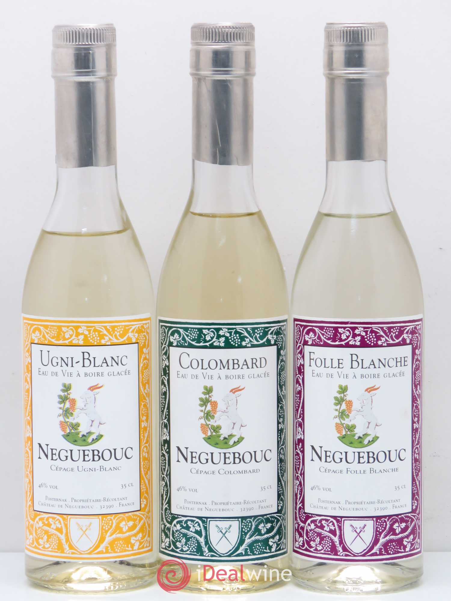 Alcools divers Coffret de 3 demi bouteilles Neguebouc Ugni blanc Folle blanche Colombard - Lotto di 3 bottiglie - 0