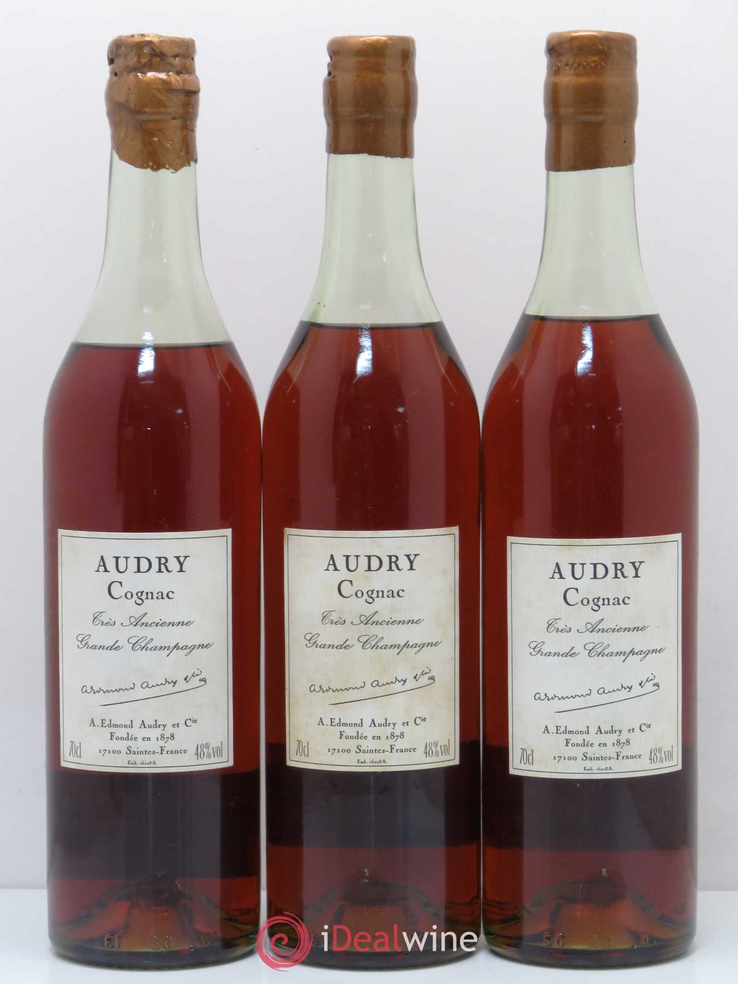 Cognac Très ancienne Grande Champagne Audry - Lot de 3 bouteilles - 0