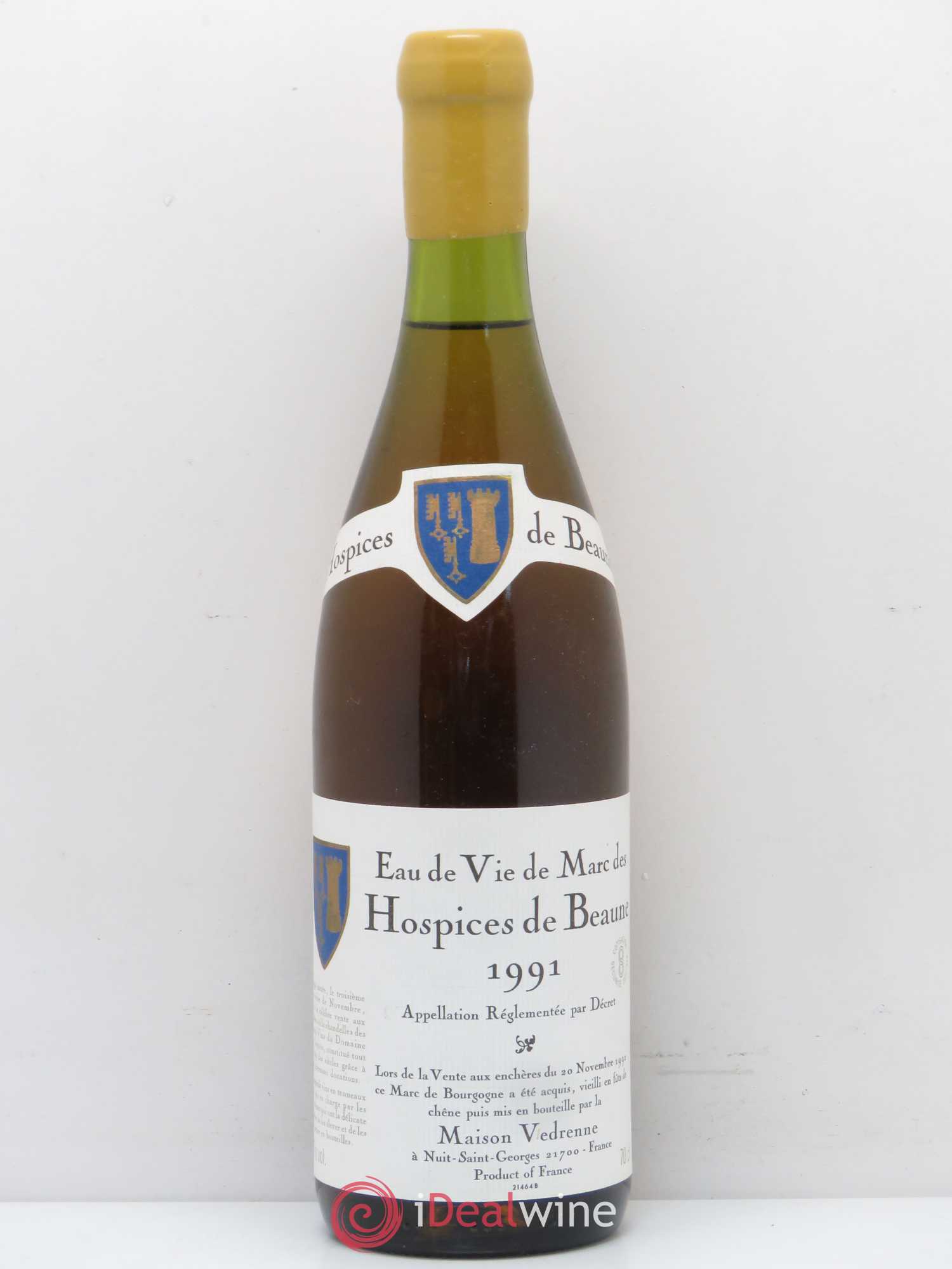 Alcools divers Eau de vie de Marc des Hospices de Beaune Maison Vedrennes 1991 - Posten von 1 Flasche - 0