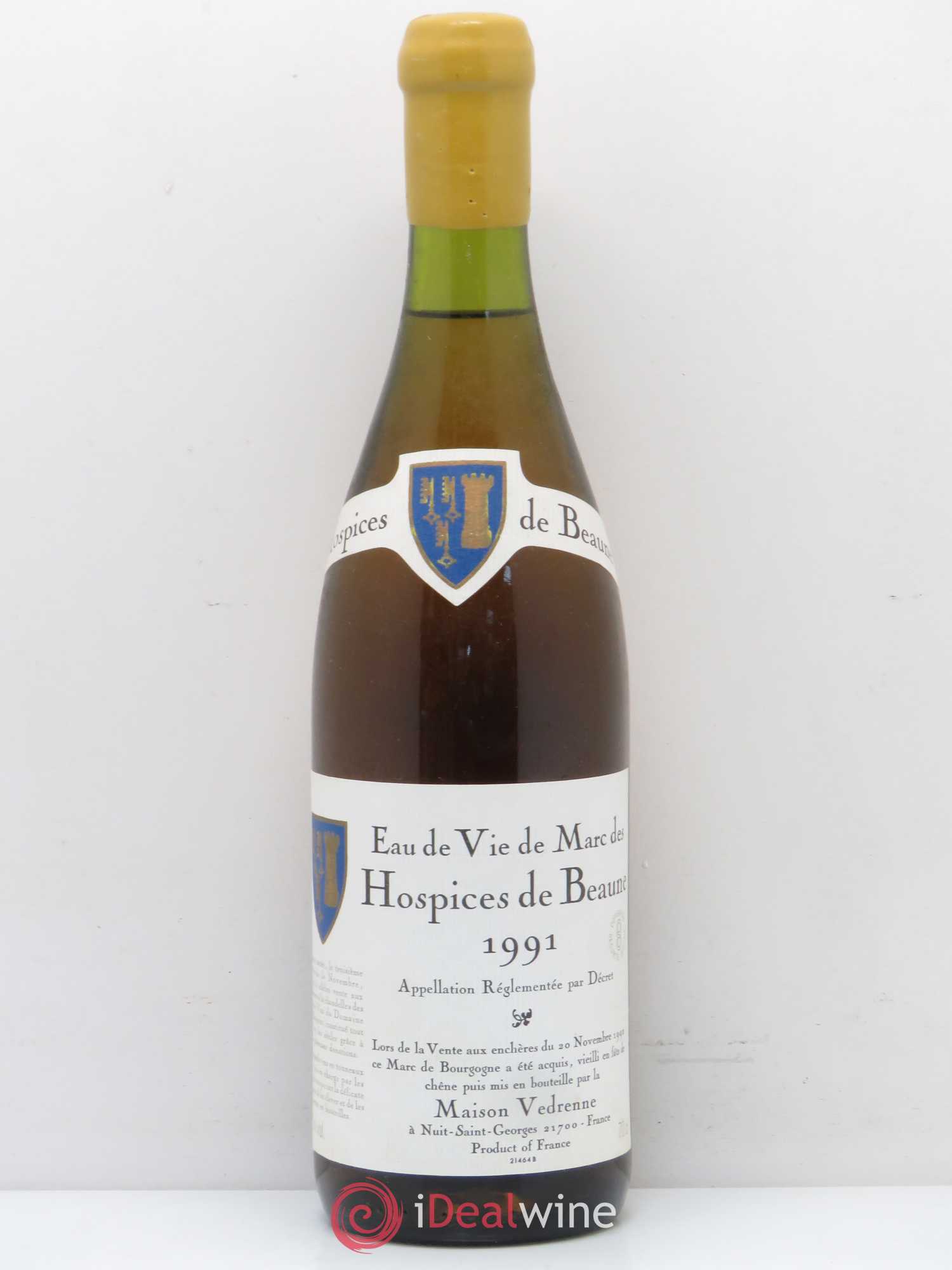 Alcools divers Eau de vie de Marc des Hospices de Beaune Maison Vedrennes 1991 - Posten von 1 Flasche - 0