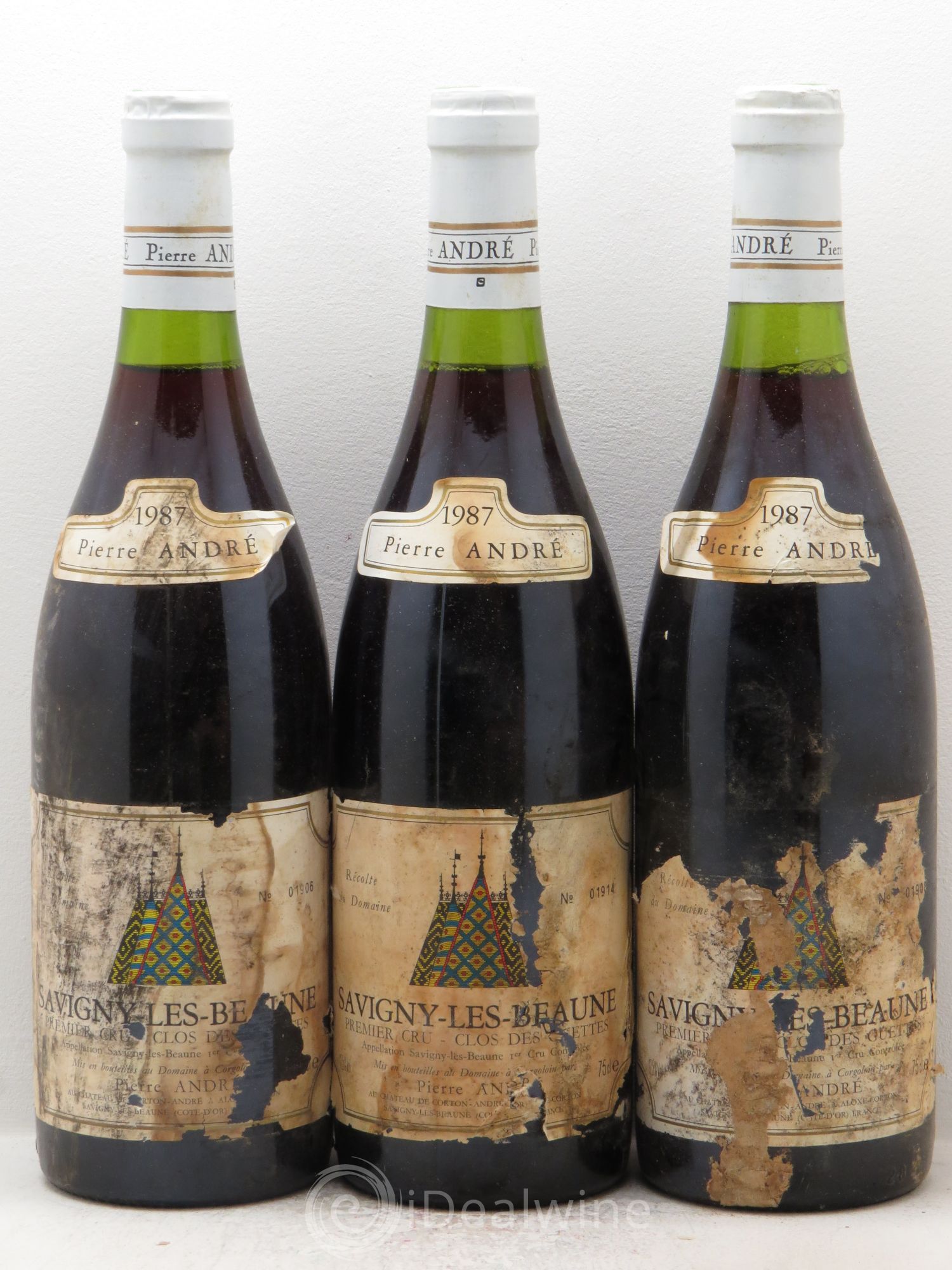 Savigny-lès-Beaune 1er Cru Clos des Guettes Pierre André 1987 - Posten von 3 Flaschen - 0