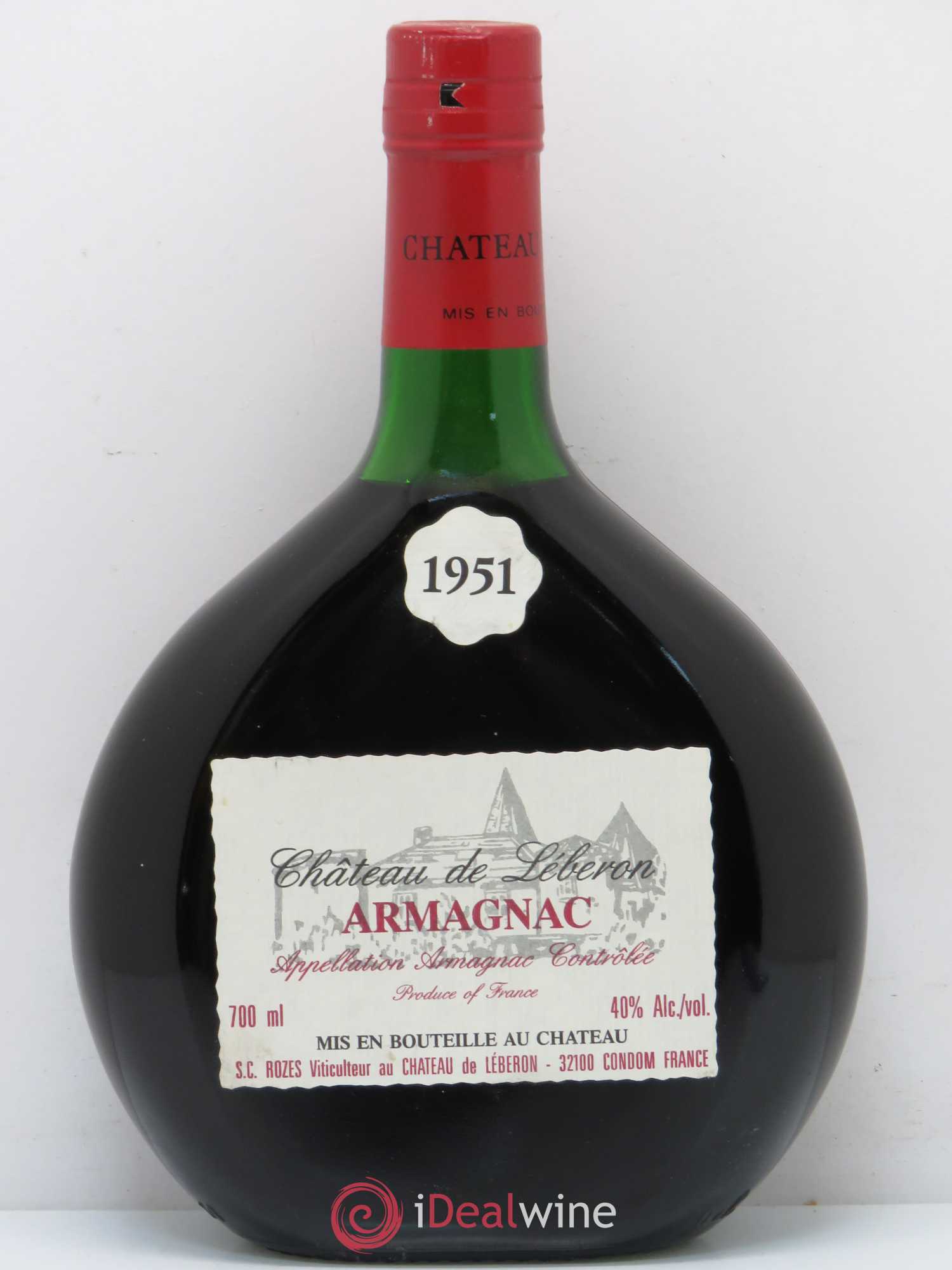Armagnac Château de Léberon Rozès 1951 - Posten von 1 Flasche - 0