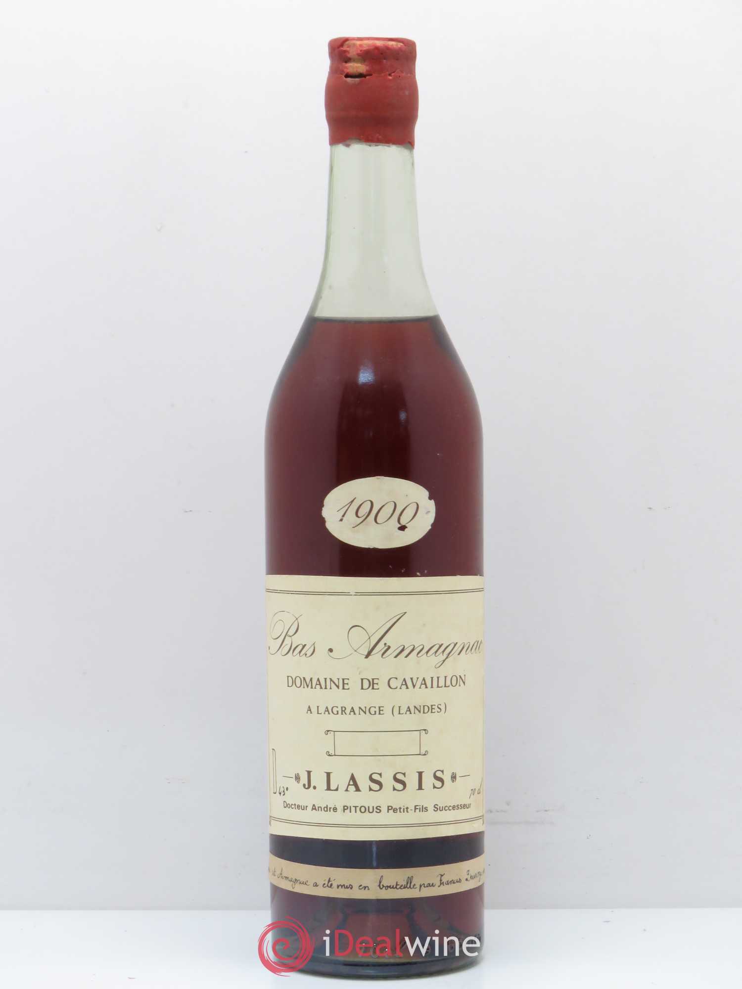 Bas-Armagnac J. Lassis Domaine de Cavaillon 1900 - Posten von 1 Flasche - 0