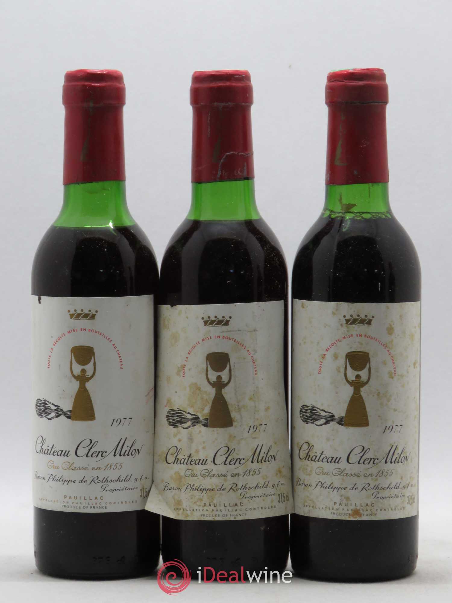 Château Clerc Milon 5ème Grand Cru Classé 1977 - Lot de 5 demi bouteilles - 1