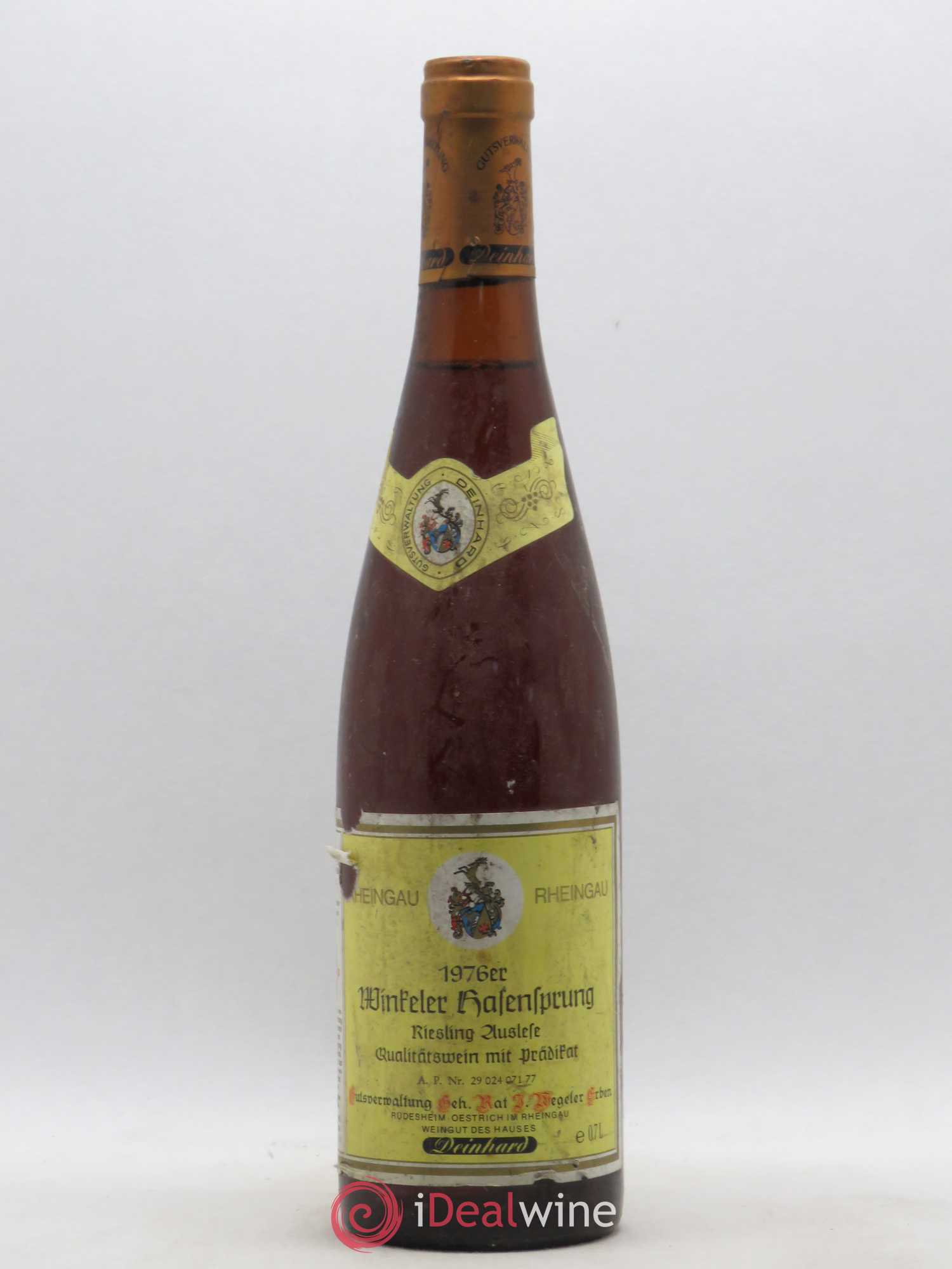 Allemagne Rheingau Rheingau Winkeler Hasensprung Riesling Auslese Weingut Des Hauses 1976 - Posten von 1 Flasche - 0