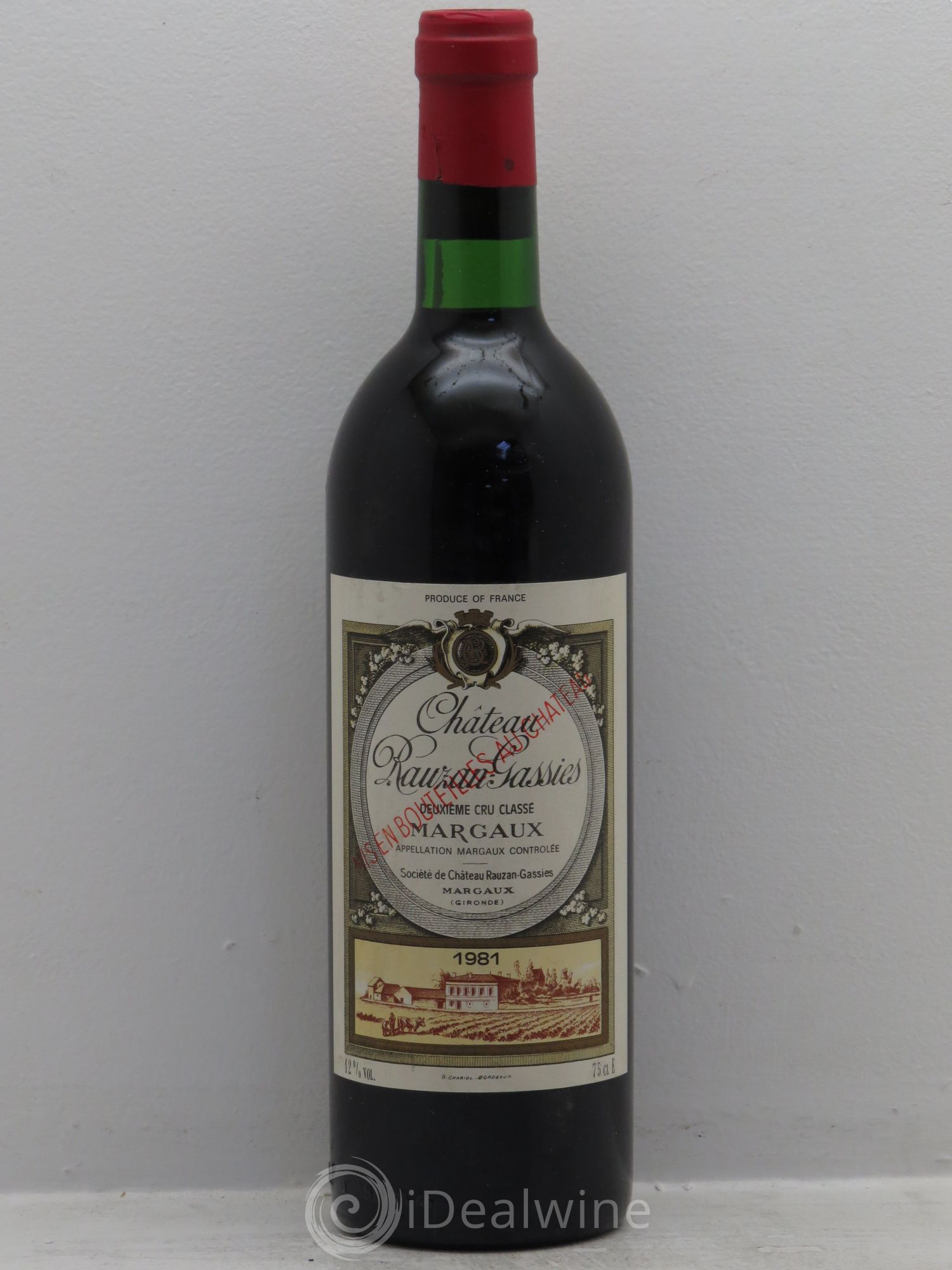 Château Rauzan-Gassies 2ème Grand Cru Classé 1981 - Lot de 1 bouteille - 0