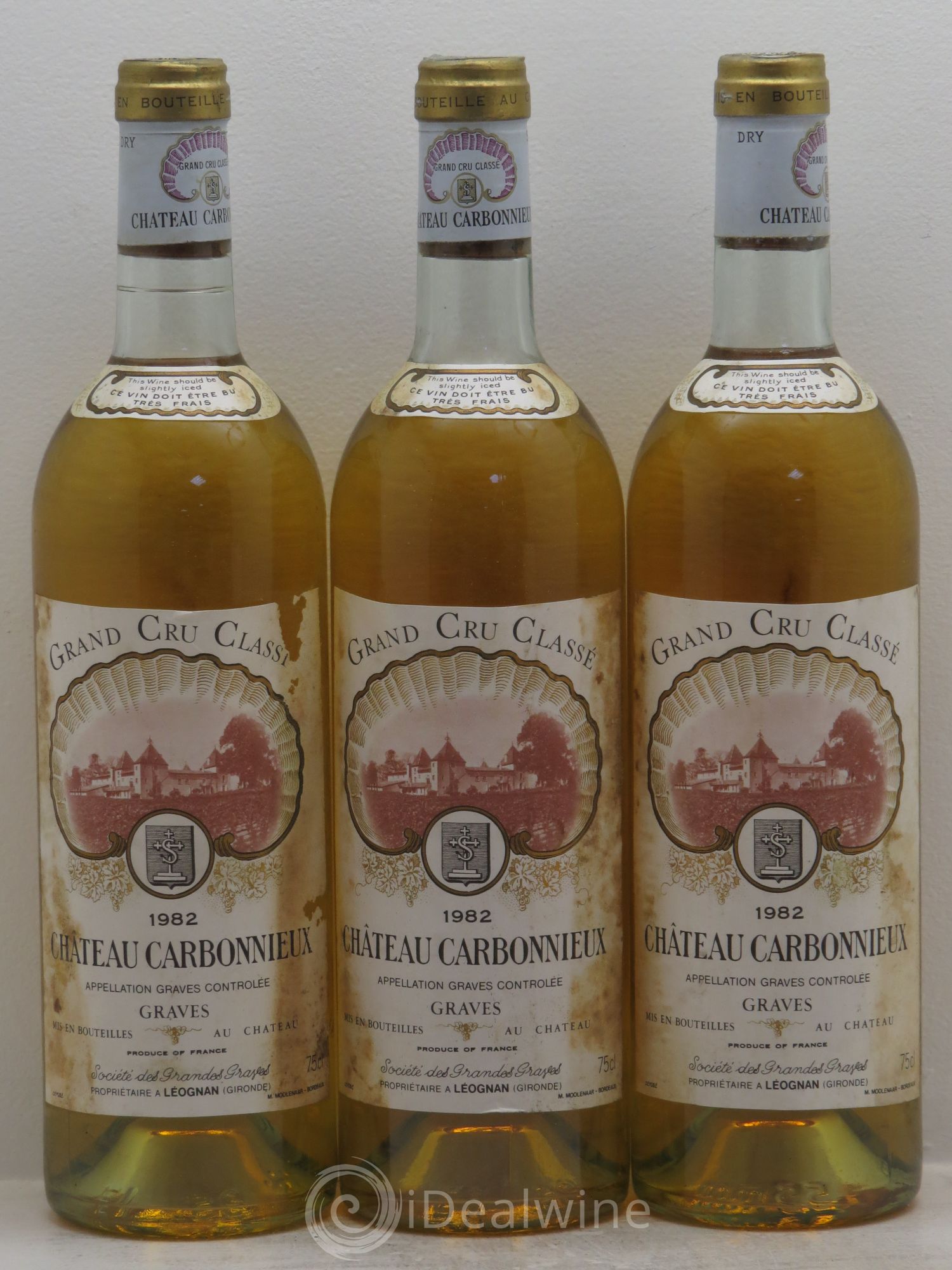 Château Carbonnieux Cru Classé de Graves 1982 - Lot de 3 bouteilles - 0