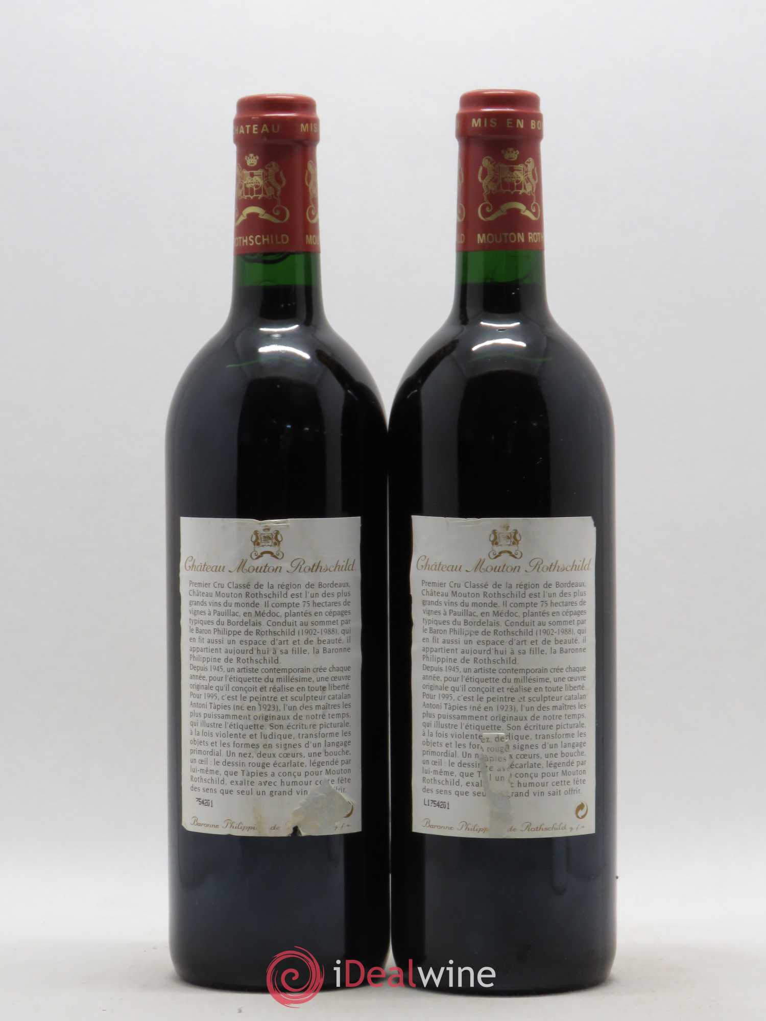 Château Mouton Rothschild 1er Grand Cru Classé 1995 - Lot de 2 bouteilles - 1