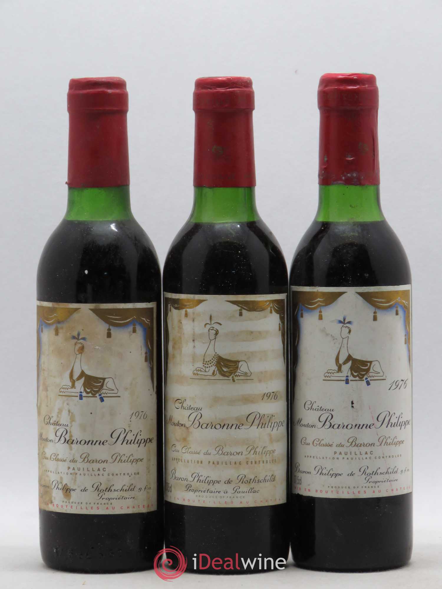 Château d' Armailhac - Mouton Baron(ne) Philippe 5ème Grand Cru Classé (sans prix de réserve) 1976 - Lot de 3 demi bouteilles - 0