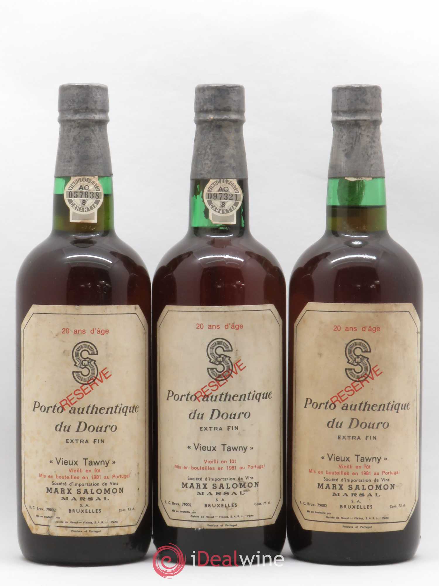 Porto Douro Extra Fin Vieux Tawny Marx Salomon Réserve 20 ans (sans prix de réserve) - Posten von 3 Flaschen - 0