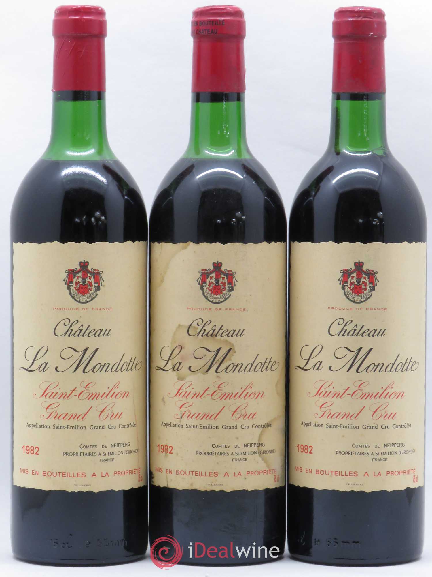 La Mondotte 1er Grand Cru Classé B depuis 2012 (sans prix de réserve) 1982 - Lot de 3 bouteilles - 0