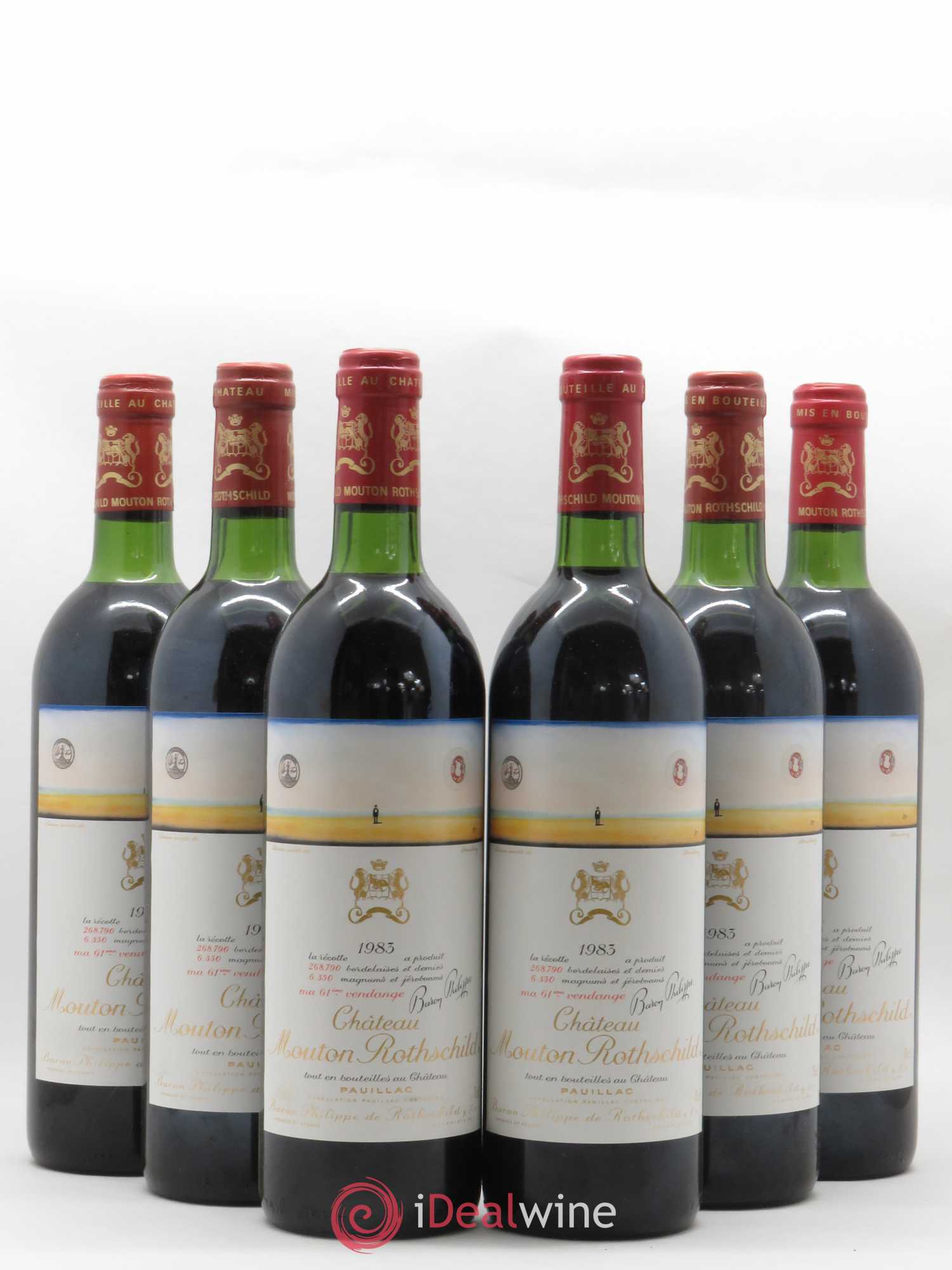 Château Mouton Rothschild 1er Grand Cru Classé 1983 - Lot de 6 bouteilles - 0
