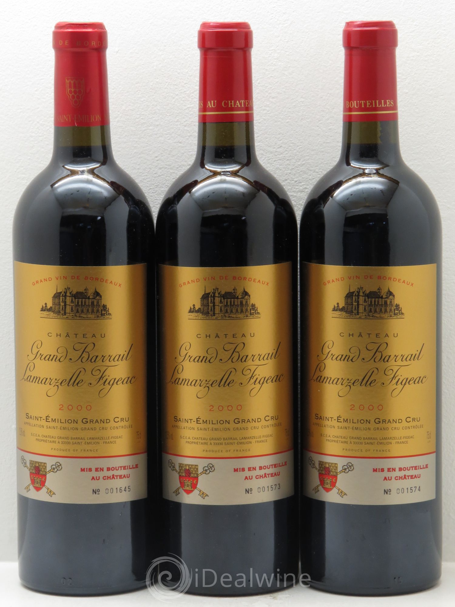 Château Grand Barrail Lamarzelle Figeac Grand Cru Classé 2000 - Lot de 3 bouteilles - 0