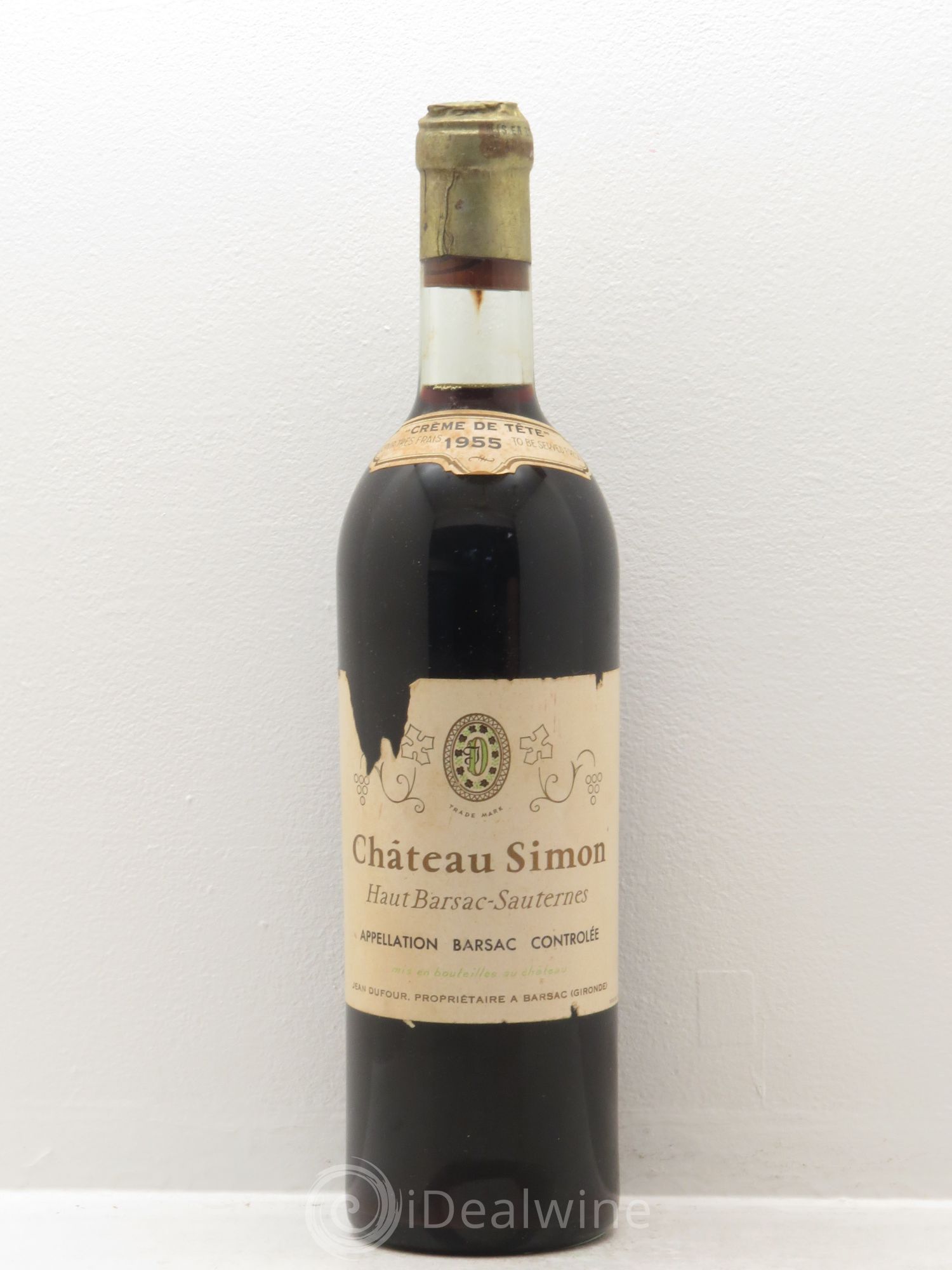 Château Simon crème de tête 1955 - Posten von 1 Flasche - 0