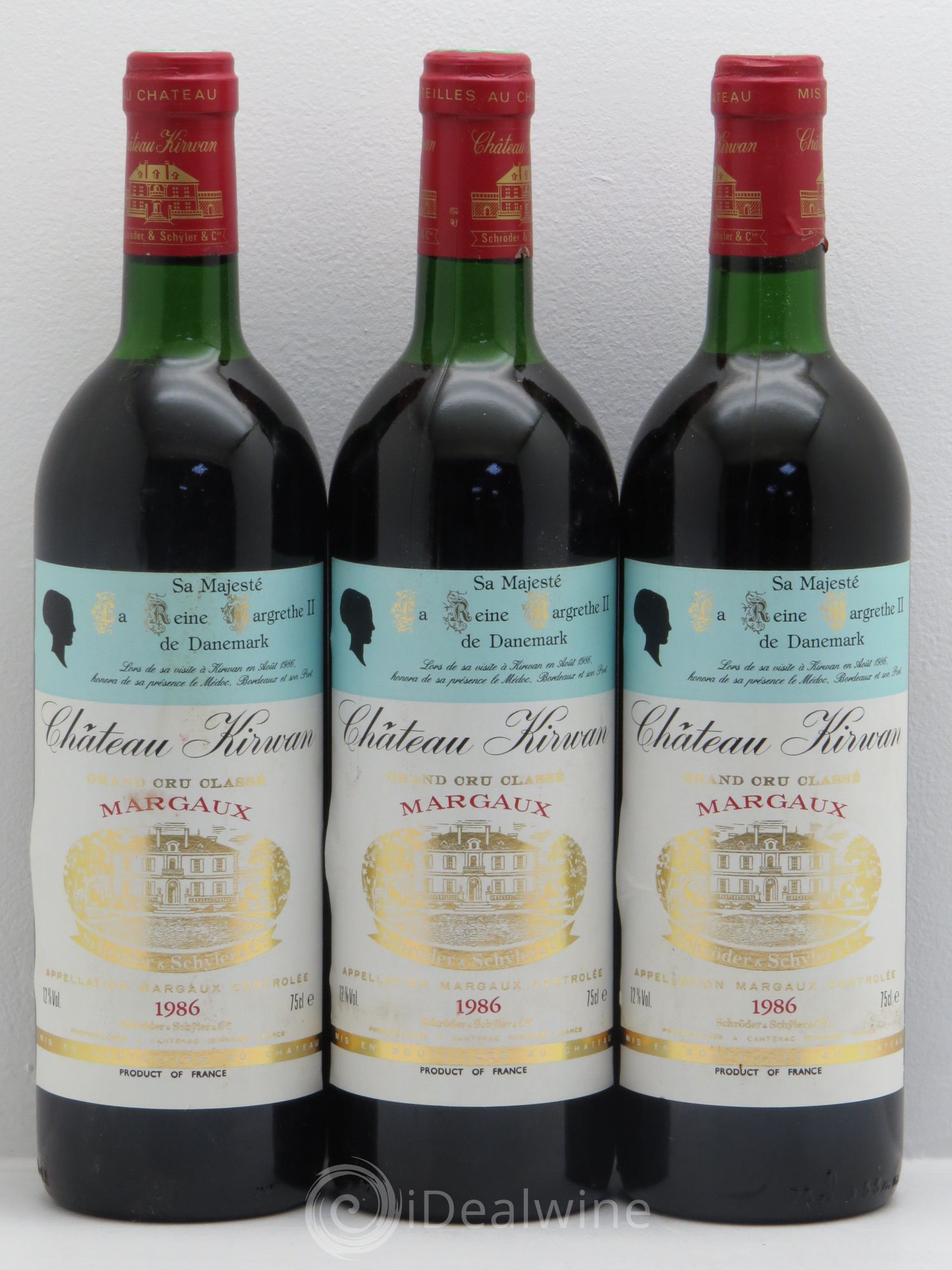 Château Kirwan 3ème Grand Cru Classé 1986 - Lot de 3 bouteilles - 0