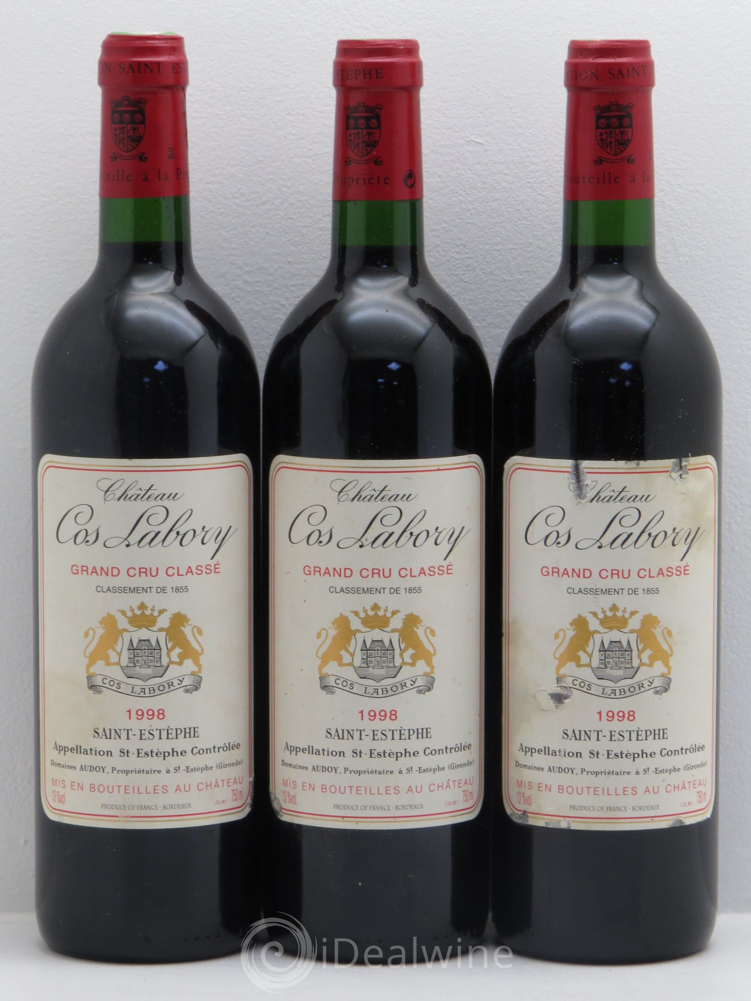Château Cos Labory 5ème Grand Cru Classé 1998 - Lot de 3 bouteilles - 0