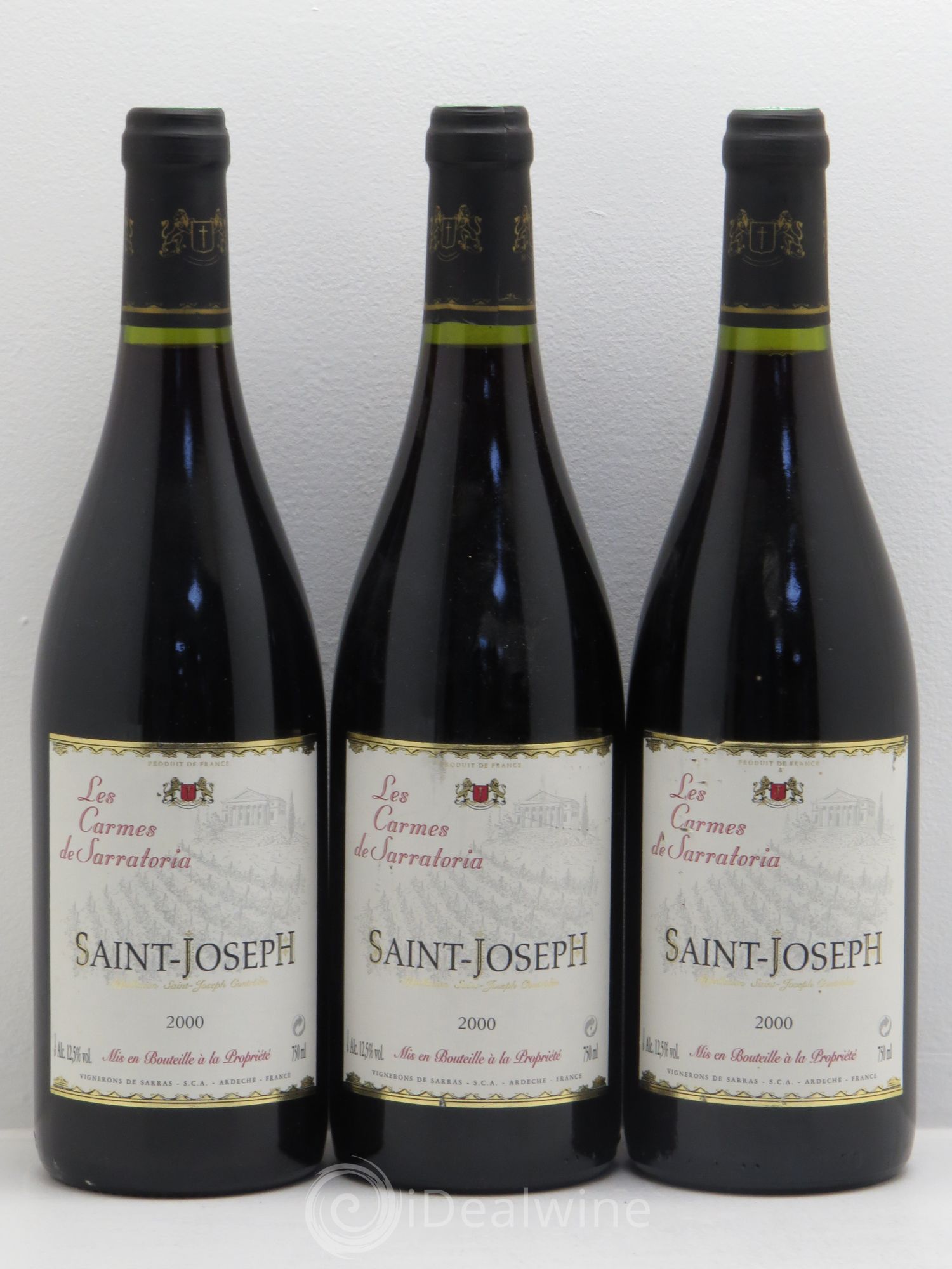Saint-Joseph Les carmes de Sarratoria Vignerons de Sarras 2000 - Posten von 3 Flaschen - 0