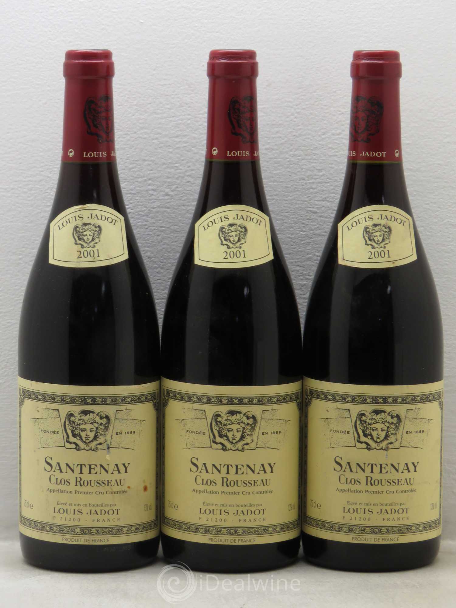 Santenay 1er Cru Clos Rousseau Maison Louis Jadot 2001 - Lot de 3 bouteilles - 0