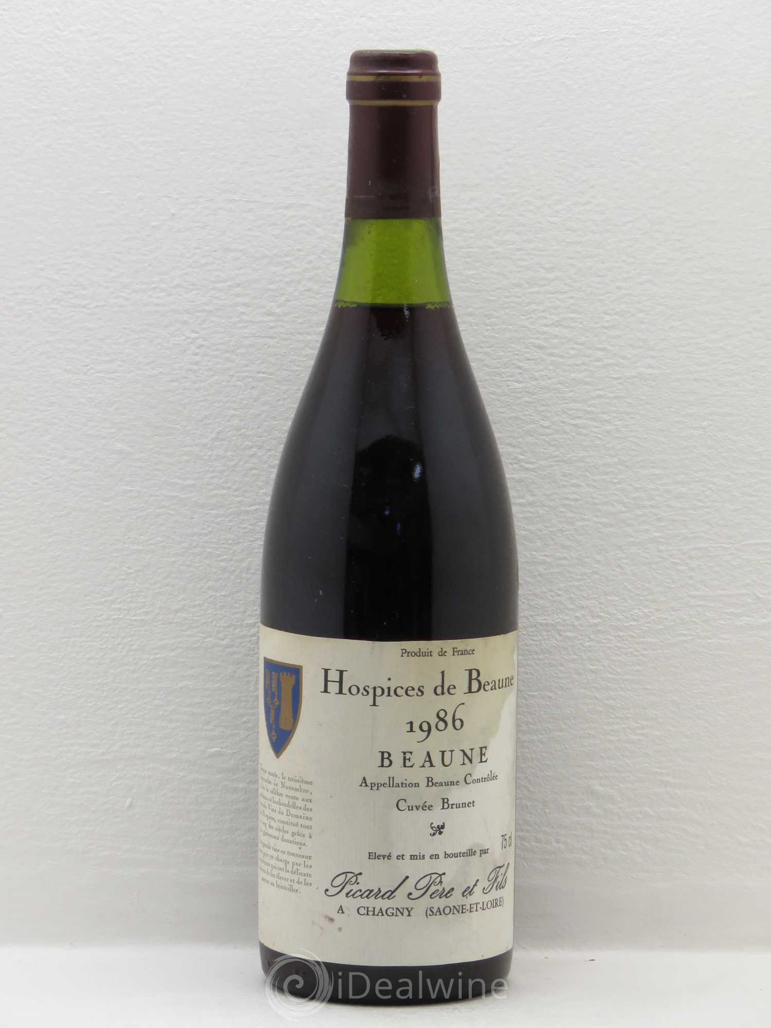 Beaune 1er Cru Hospices de Beaune Cuvée Brunet - Mise Picard et Fils 1986 - Posten von 1 Flasche - 0