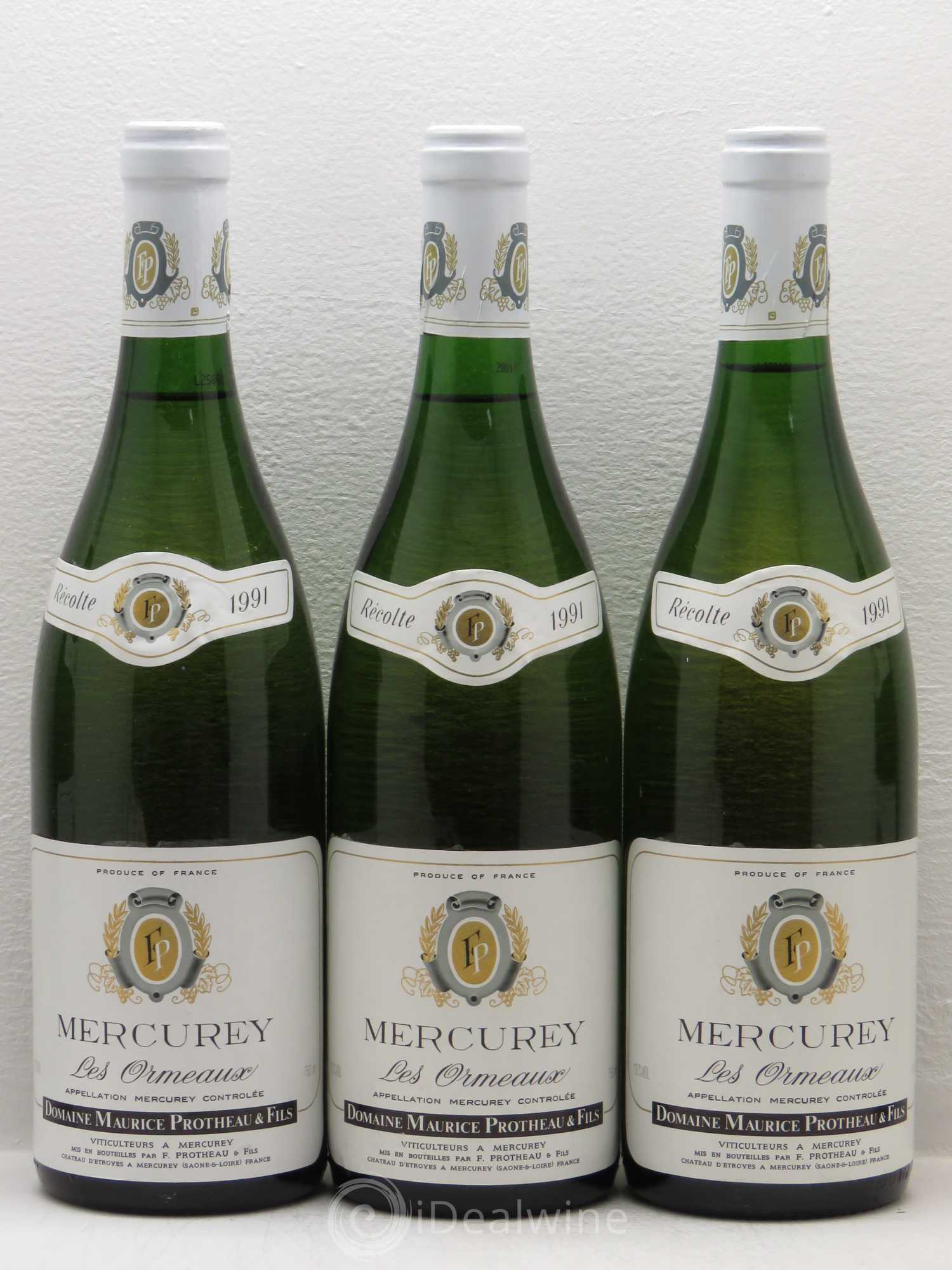 Mercurey Les Ormeaux Protheau (sans prix de réserve) 1991 - Posten von 5 Flaschen - 1