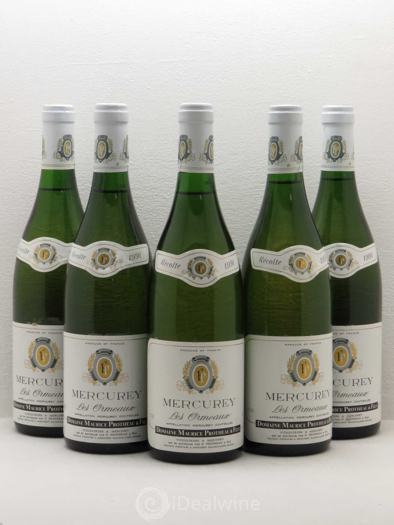 Mercurey Les Ormeaux Protheau (sans prix de réserve) 1991 - Posten von 5 Flaschen - 0
