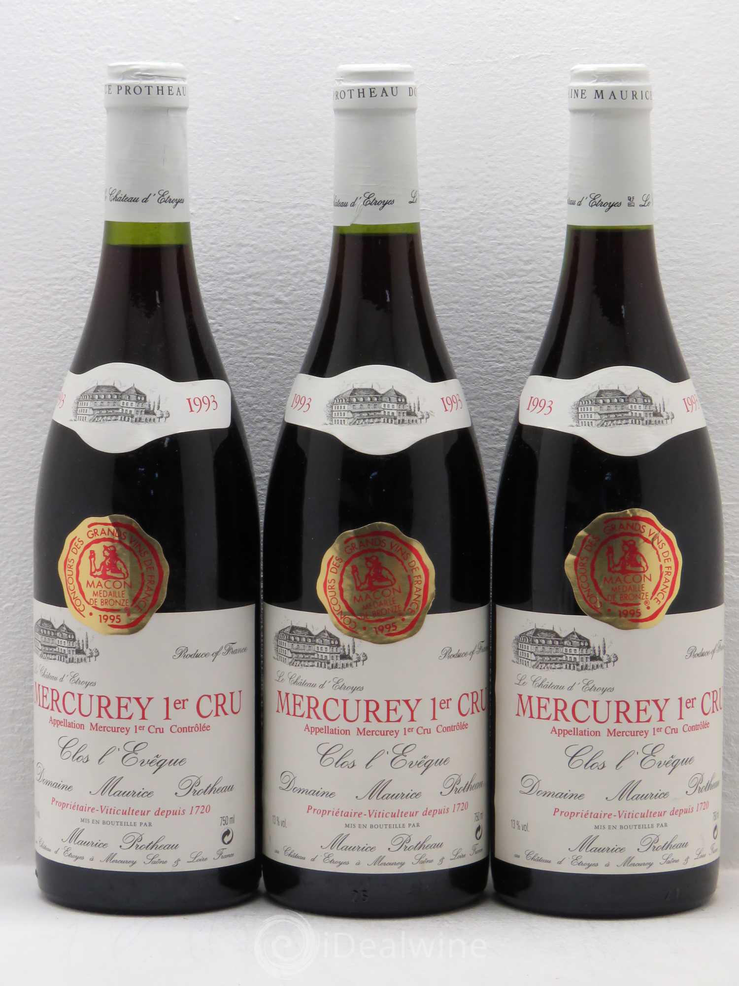 Mercurey 1er Cru Clos De L'Eveque Domaine Protheau 1993 - Lotto di 6 bottiglie - 2
