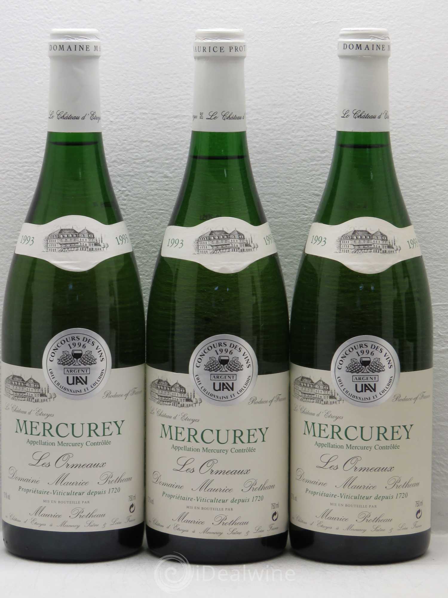 Mercurey Les Ormeaux Domaine Protheau (sans prix de réserve) 1993 - Posten von 6 Flaschen - 1