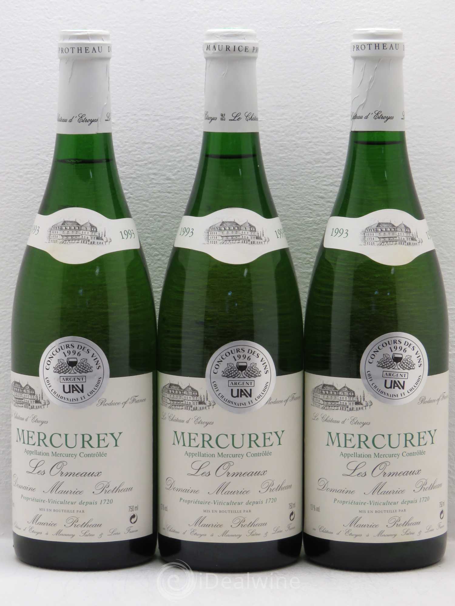 Mercurey Les Ormeaux Domaine Protheau (sans prix de réserve) 1993 - Posten von 6 Flaschen - 2