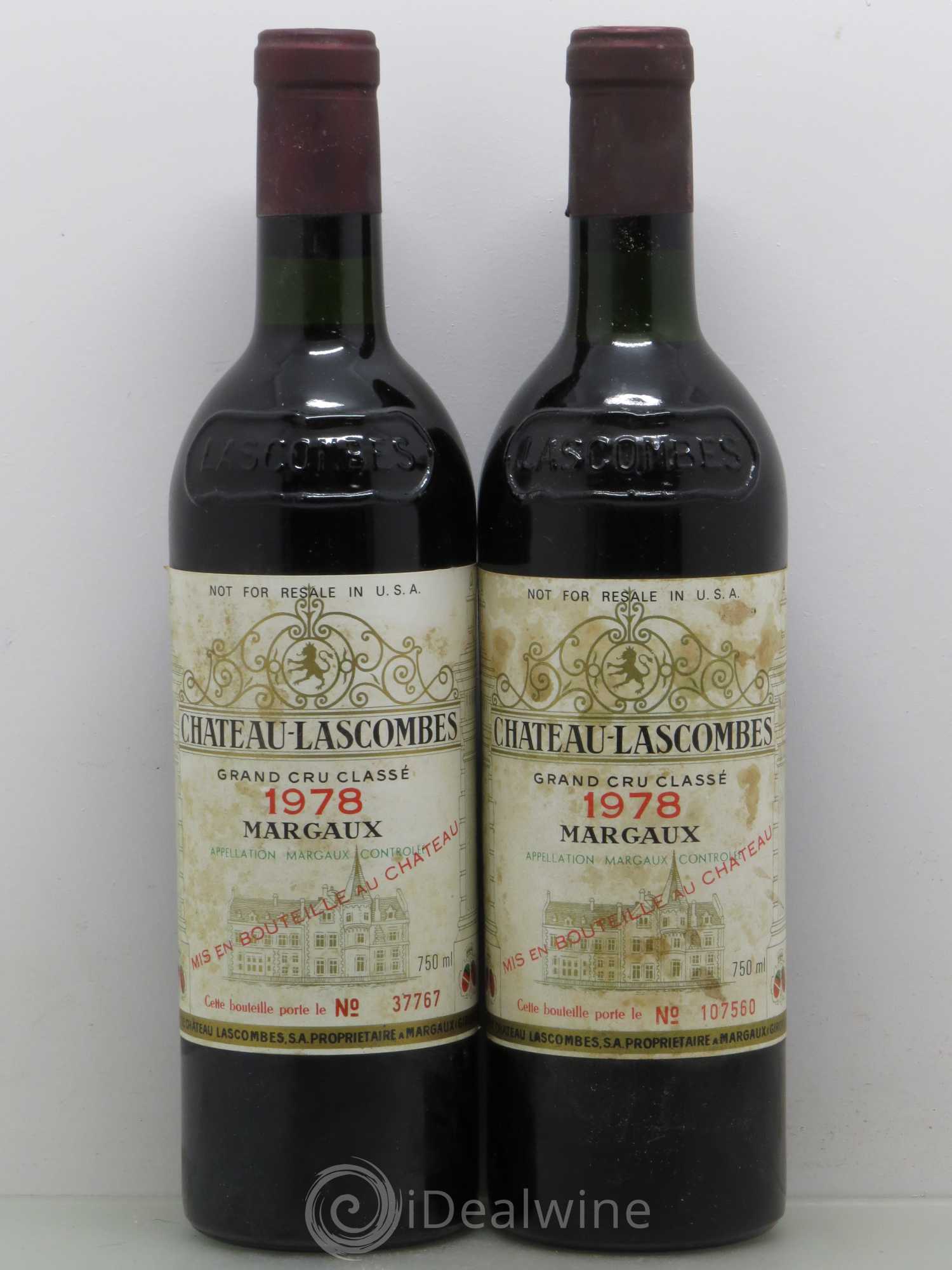 Château Lascombes 2ème Grand Cru Classé 1978 - Lot de 2 bouteilles - 0