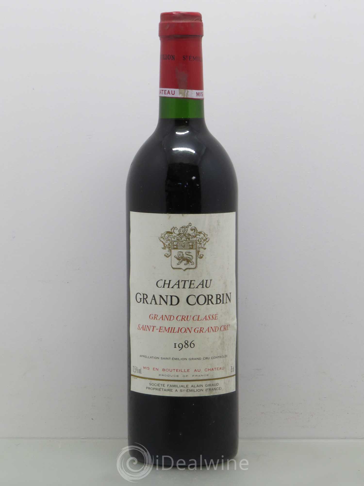 Château Grand Corbin Grand Cru Classé 1986 - Lot de 1 bouteille - 0