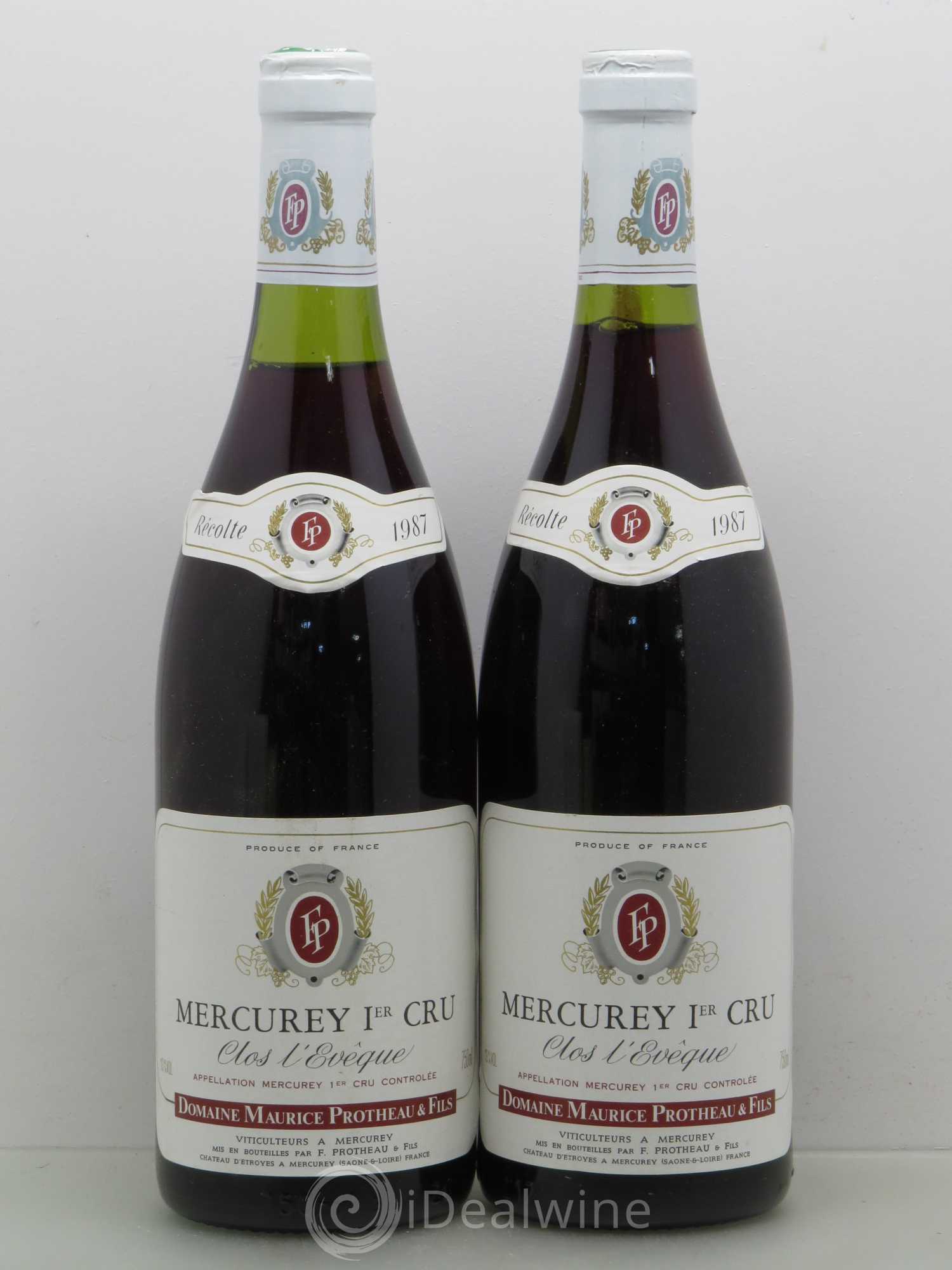 Mercurey 1er Cru Clos D'Eveque Maurice Protheau & Fils 1987 - Posten von 2 Flaschen - 0
