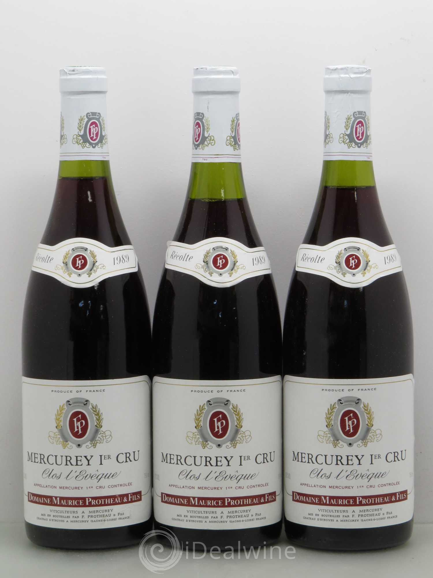 Mercurey 1er Cru Clos D'Eveque Maurice Protheau & Fils (sans prix de réserve) 1989 - Posten von 3 Flaschen - 0