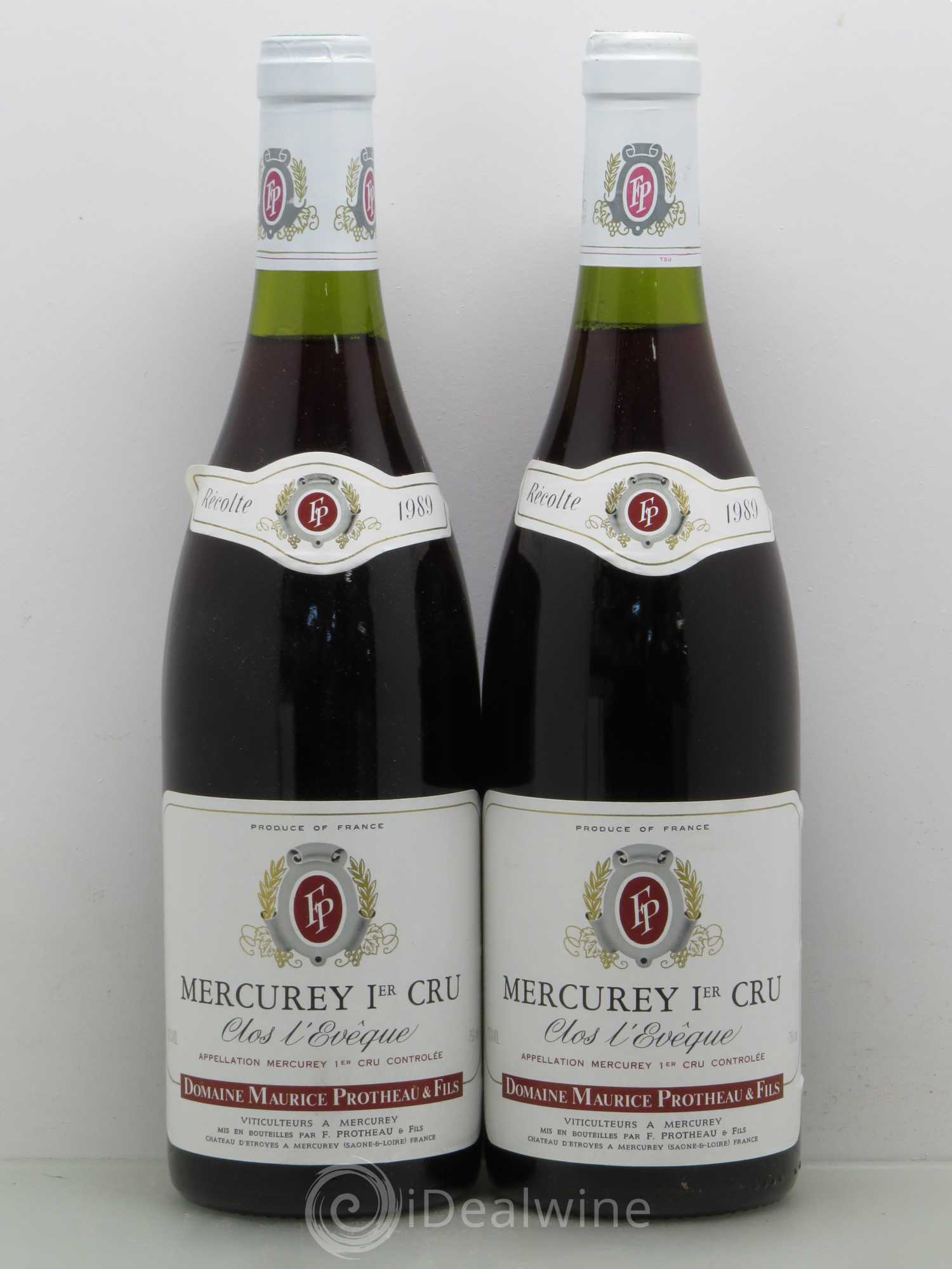 Mercurey 1er Cru Clos D'Eveque Maurice Protheau & Fils (sans prix de réserve) 1989 - Posten von 2 Flaschen - 0