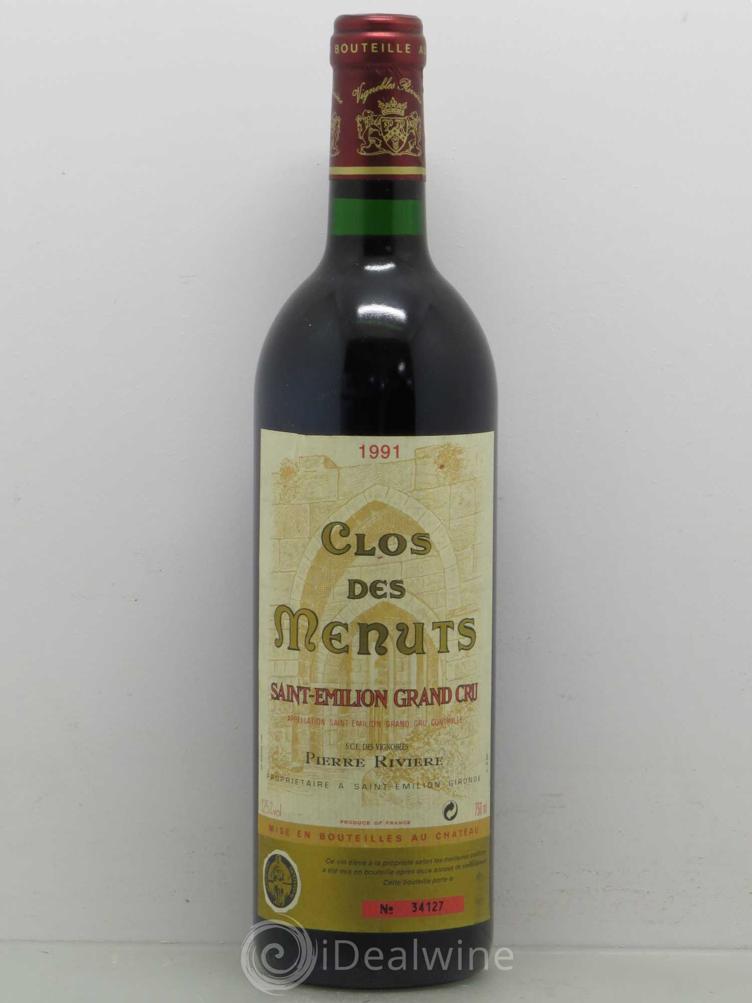 Saint-Émilion Grand Cru Clos des Menuts 1991 - Lot of 1 bottle - 0
