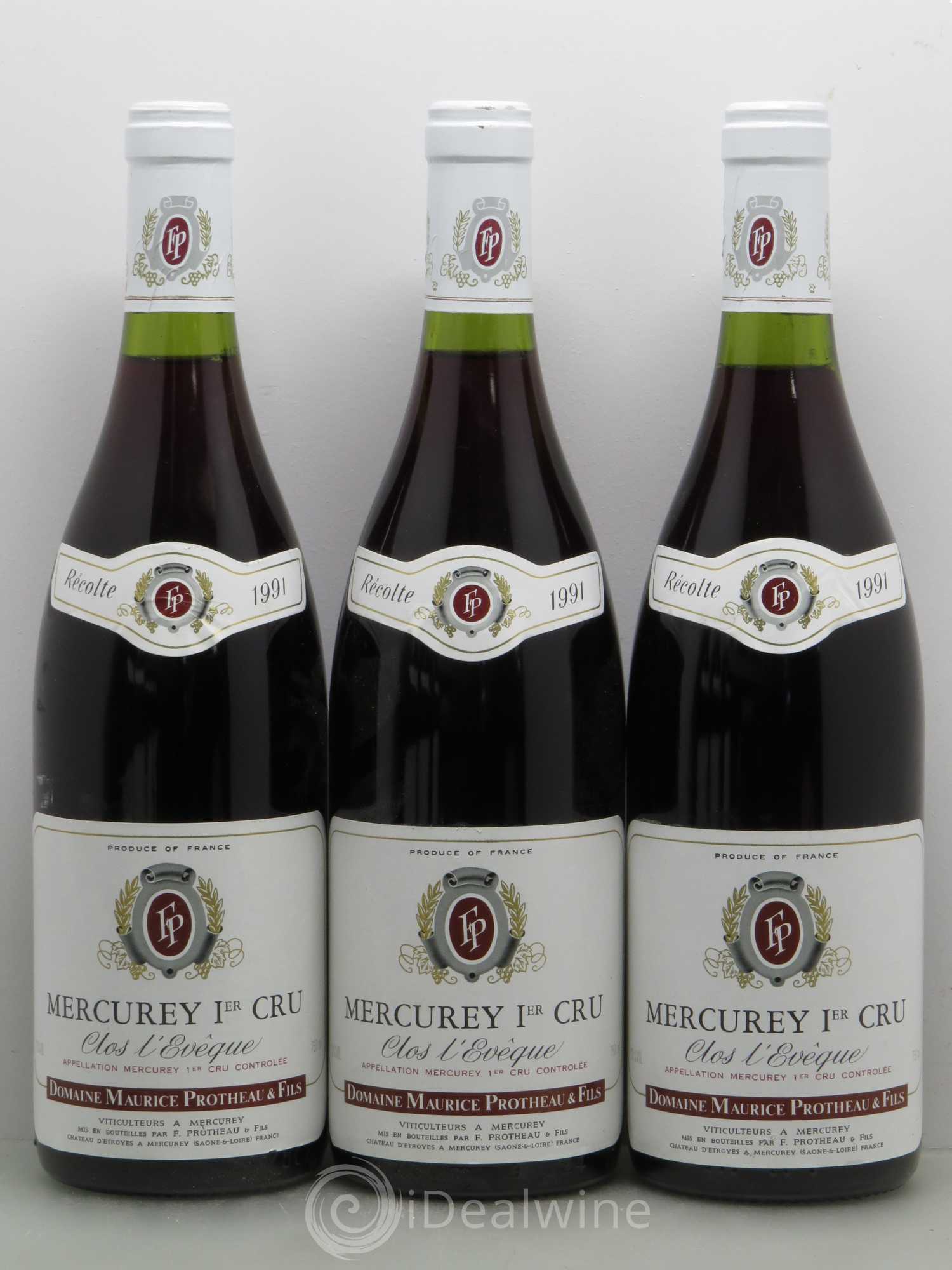 Mercurey 1er Cru Clos L'Eveque Maurice Protheau & Fils (sans prix de réserve) 1991 - Posten von 6 Flaschen - 1