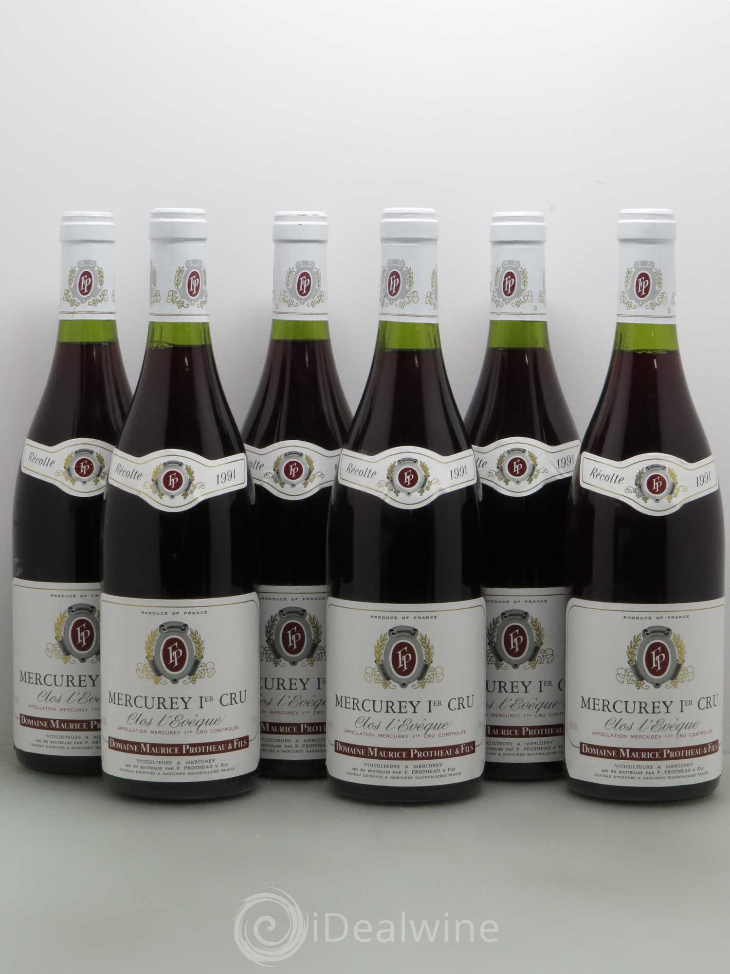 Mercurey 1er Cru Clos L'Eveque Maurice Protheau & Fils (sans prix de réserve) 1991 - Posten von 6 Flaschen - 0
